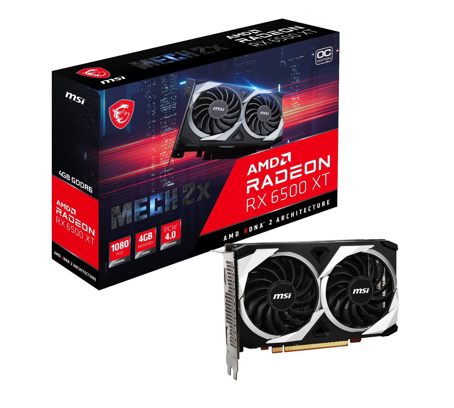 MSI AMD Radeon RX 6500 XT MECH 2X OC 4GB Open Box Graphics Card
