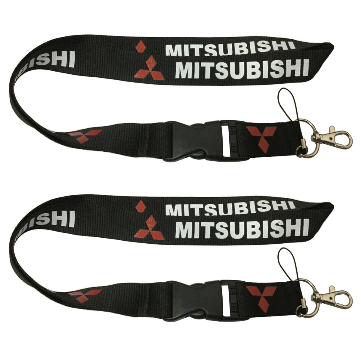 Uyard2pcs Set Black Mitsubishi Auto Lanyard Workout Gear Office and Auto Car Keychain Accessories Motorbike Superbike Lanyard with Webbing Strap Quick Release Buckle