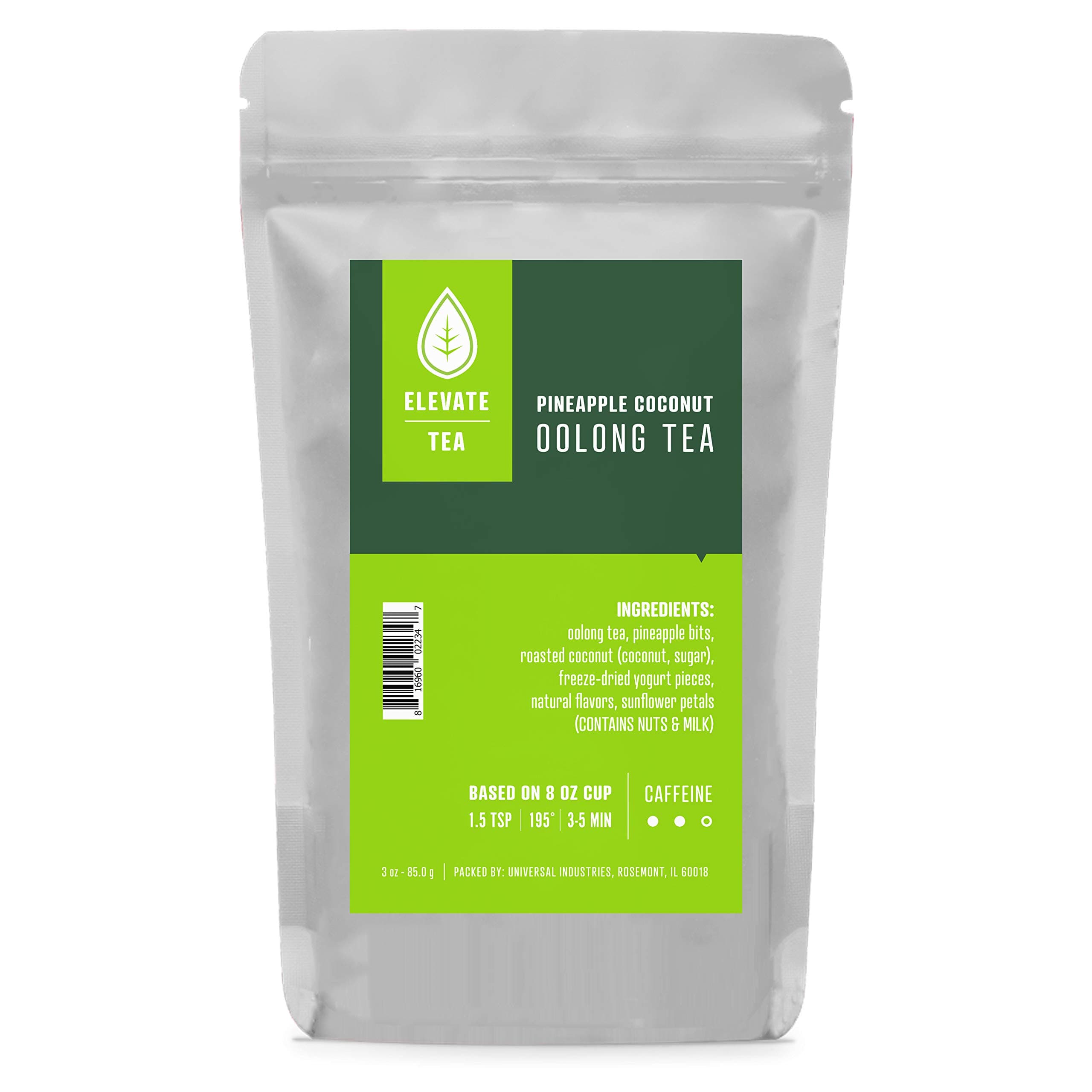 Elevate Tea Pineapple Coconut Tea - Loose Leaf Oolong Tea, Medium Caffeine, 3 oz Pouch - 30 Cups, Hot & Iced Tea, No Artificials