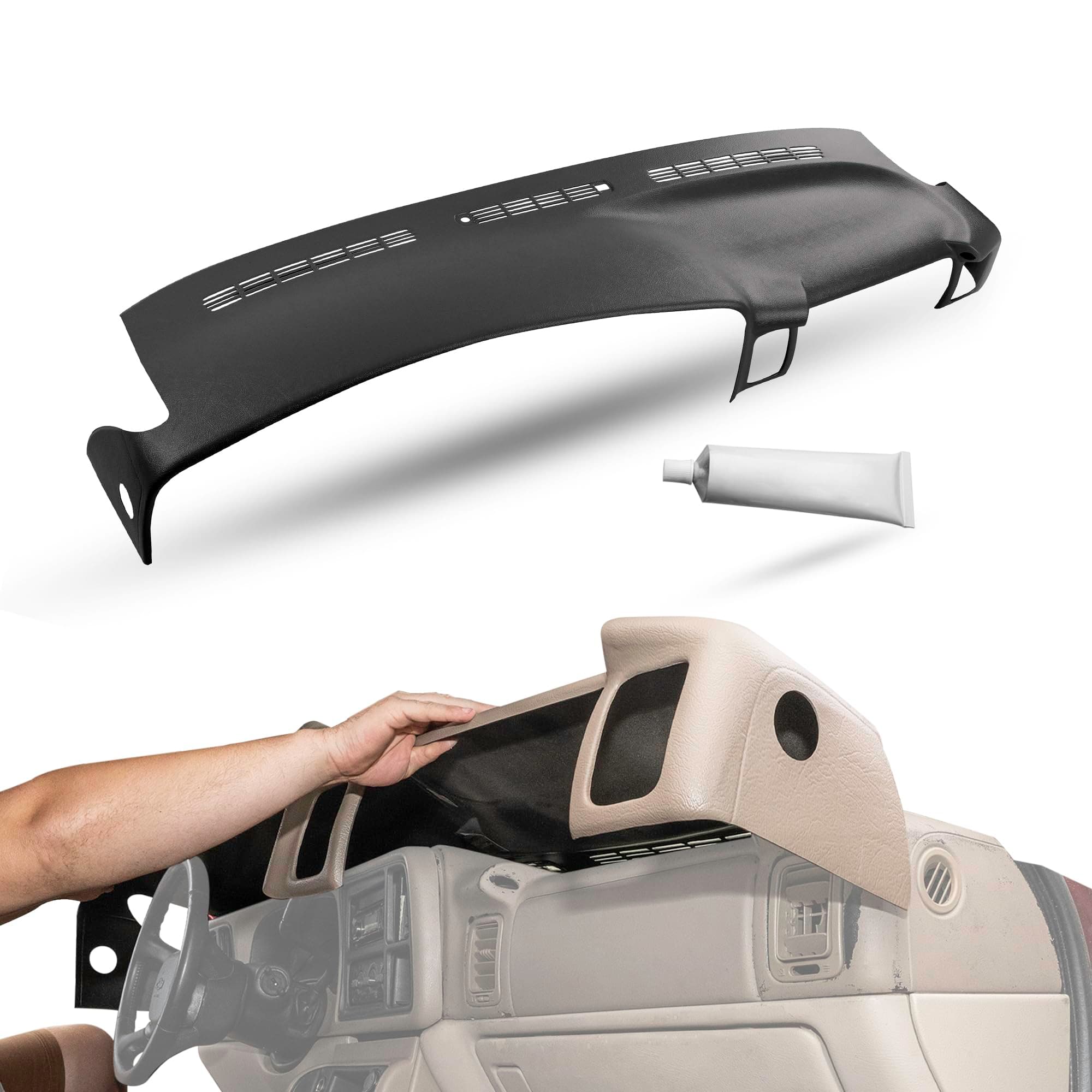 DashSkin Dash Cover Compatible with 2000-2006 Chevrolet Tahoe Suburban Yukon Avalanche & 99-06 Chevy Silverado GMC Sierra in Graphite (Dark Grey) - Hard Molded Plastic Dashboard Cap