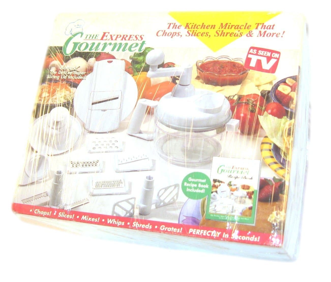 Express Gourmet Hand Food Processor Mixer Blender Slicer with Handle White