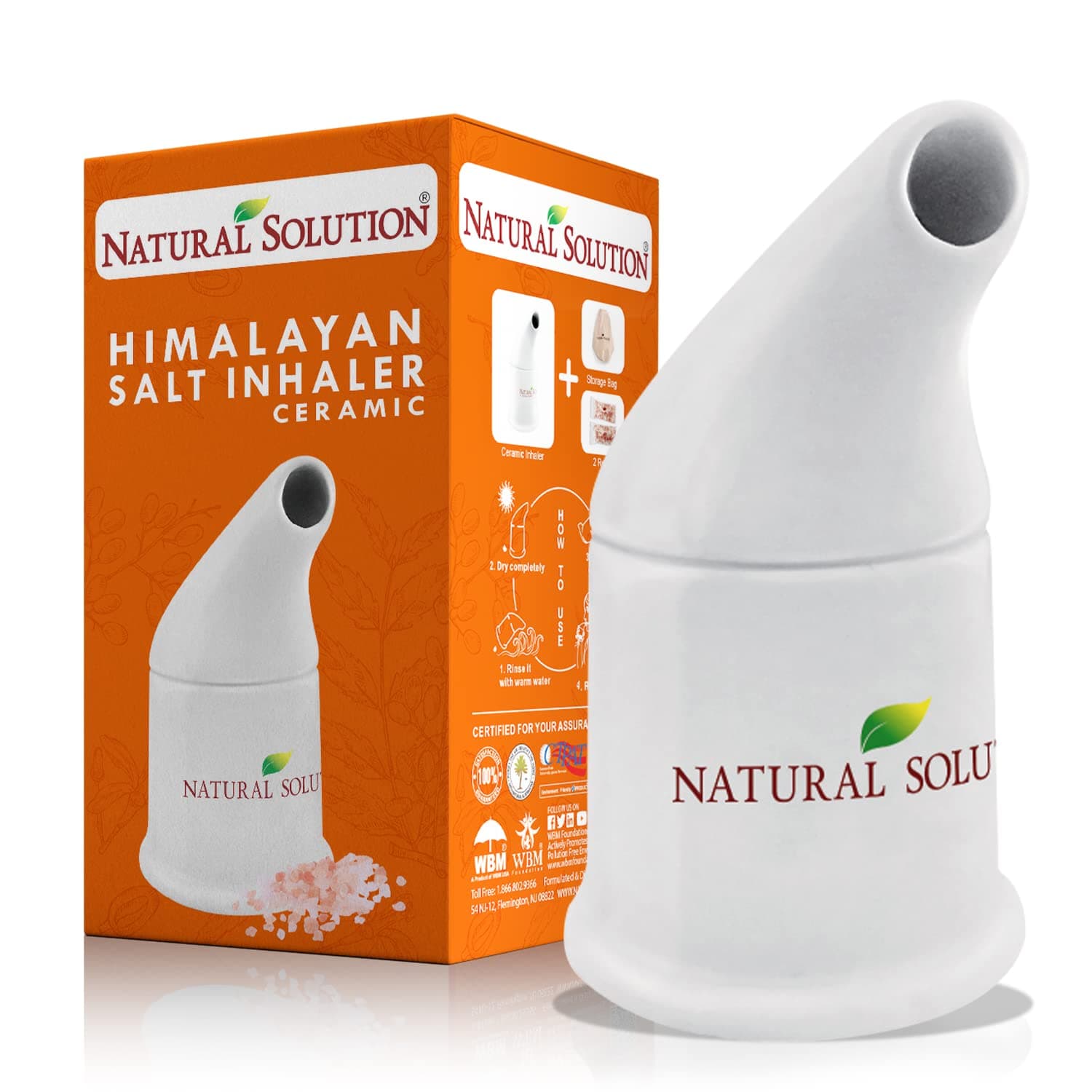 Natural Solution Himalayan Salt Inhaler Ceramic with Himalayan Pink Salt – A Simple and Natural Way to Enjoy a Refreshing and Soothing Salt Air Experience