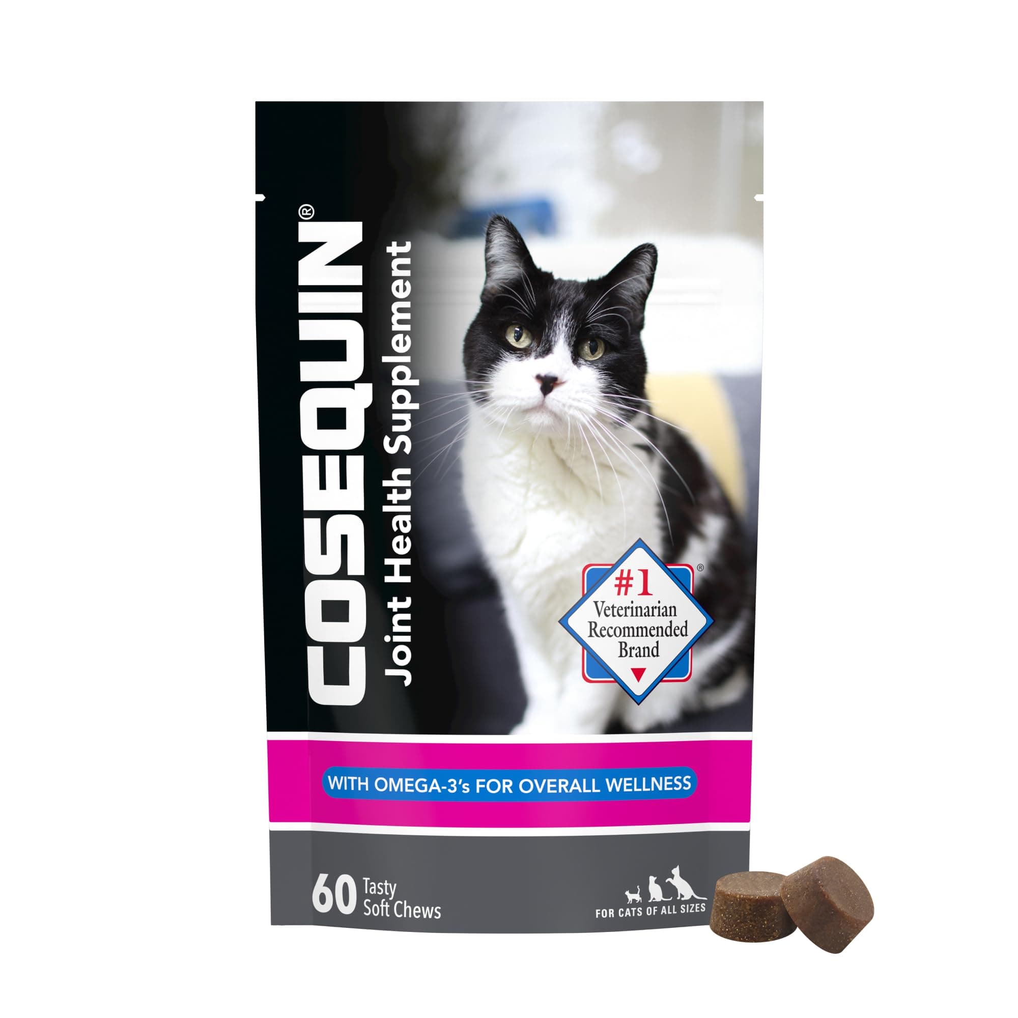 Cosequin Nutramax Joint Health Supplement for Cats - With Glucosamine, Chondroitin, and Omega-3, 60 Soft Chews