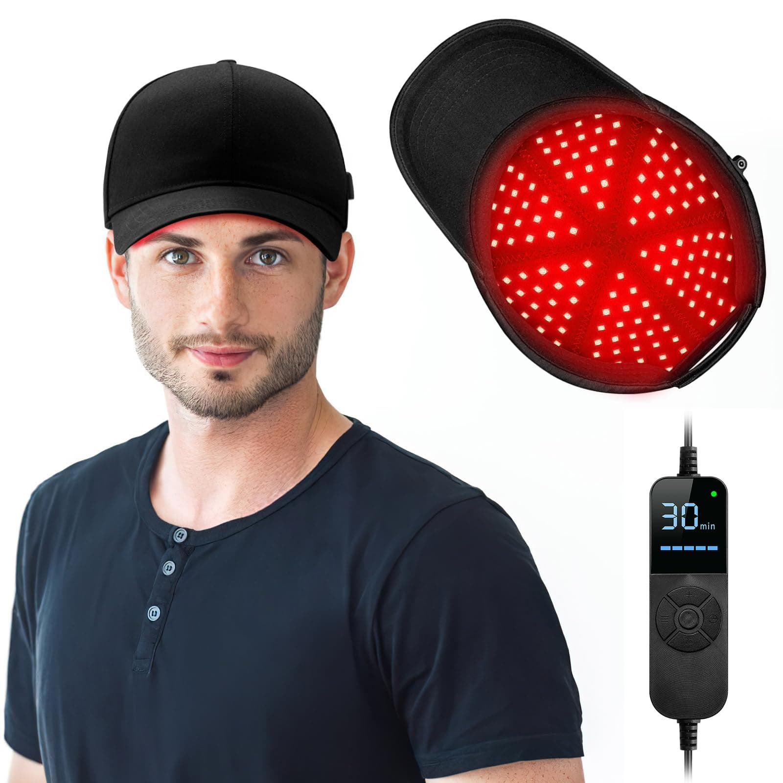LED lights Hair Growth Cap, Black