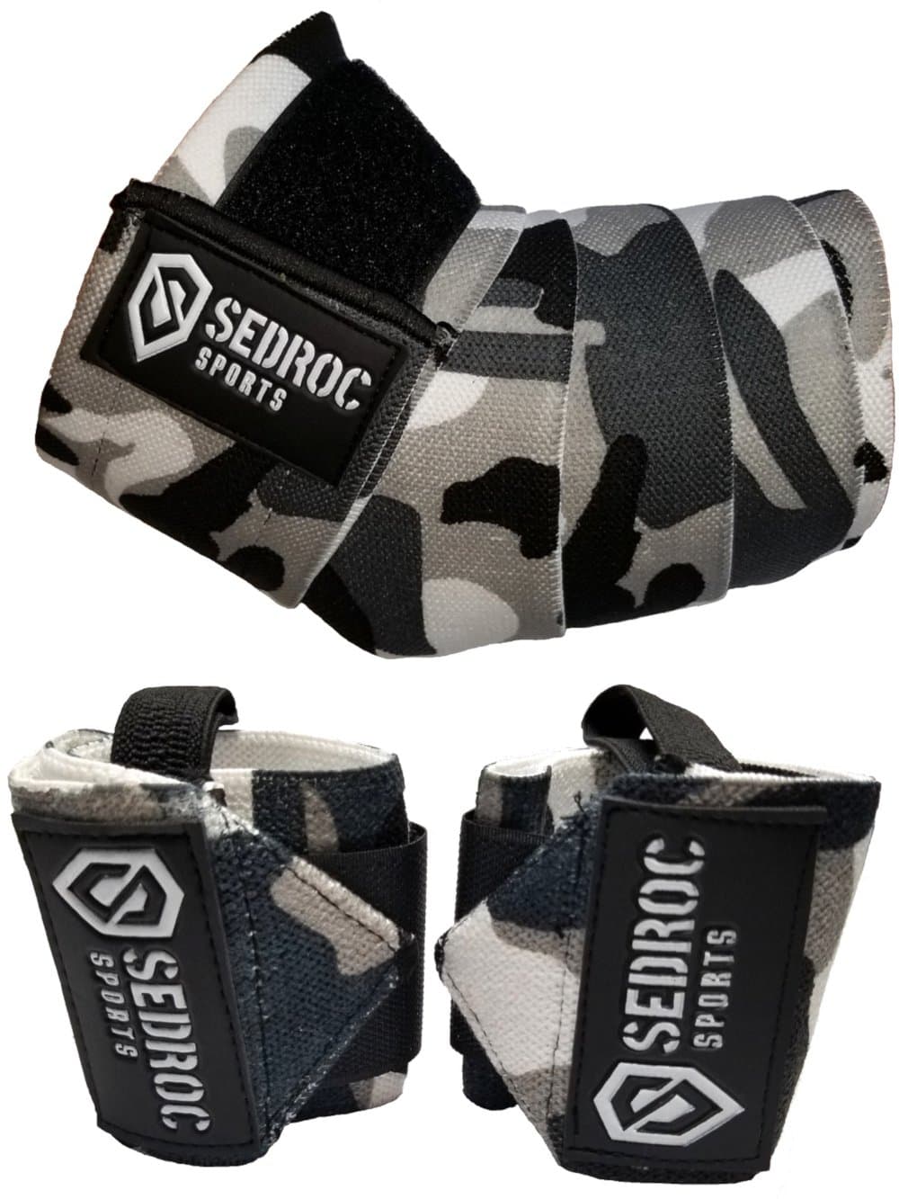 Sedroc Weight Lifting Wrist & Elbow Wraps Powerlifting Combo - Gray Camo