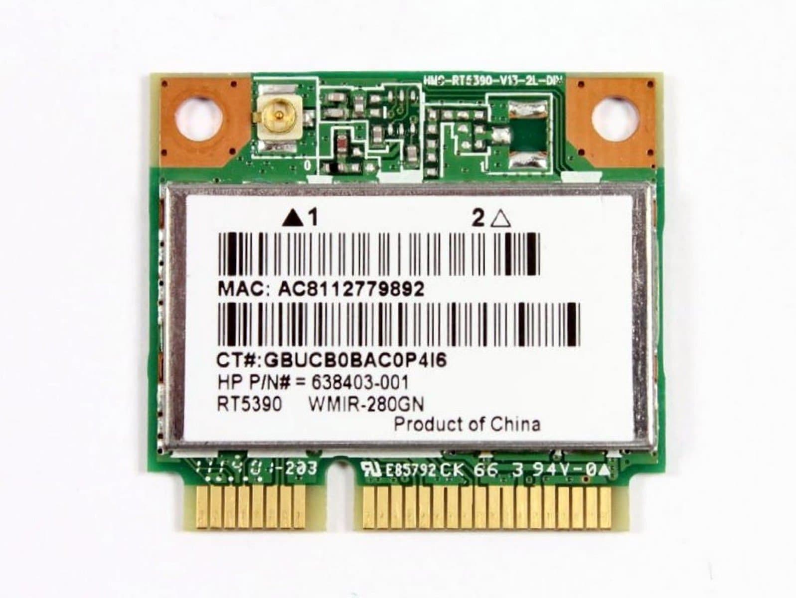 Replacement for Hp Compaq Lpatop 638403-001 Rt5390 Half Mini Pcie Pci-e WLAN Wireless WiFi Card Device Module Single Anttena