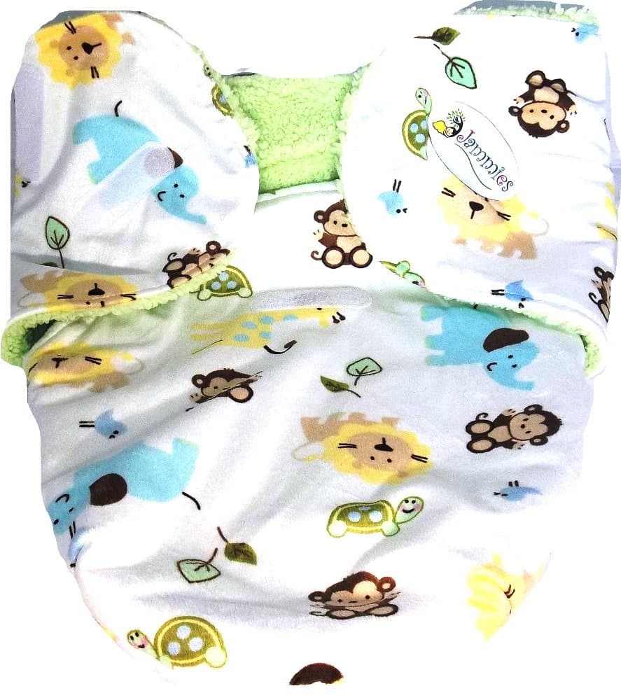 Jammies Infant Sleep Sack, Baby Swaddle Blanket, Baby Sleeping Bag - 0-3 Months, Easy Velcro Wrap, Soft Fleece, Nursery Print, Green