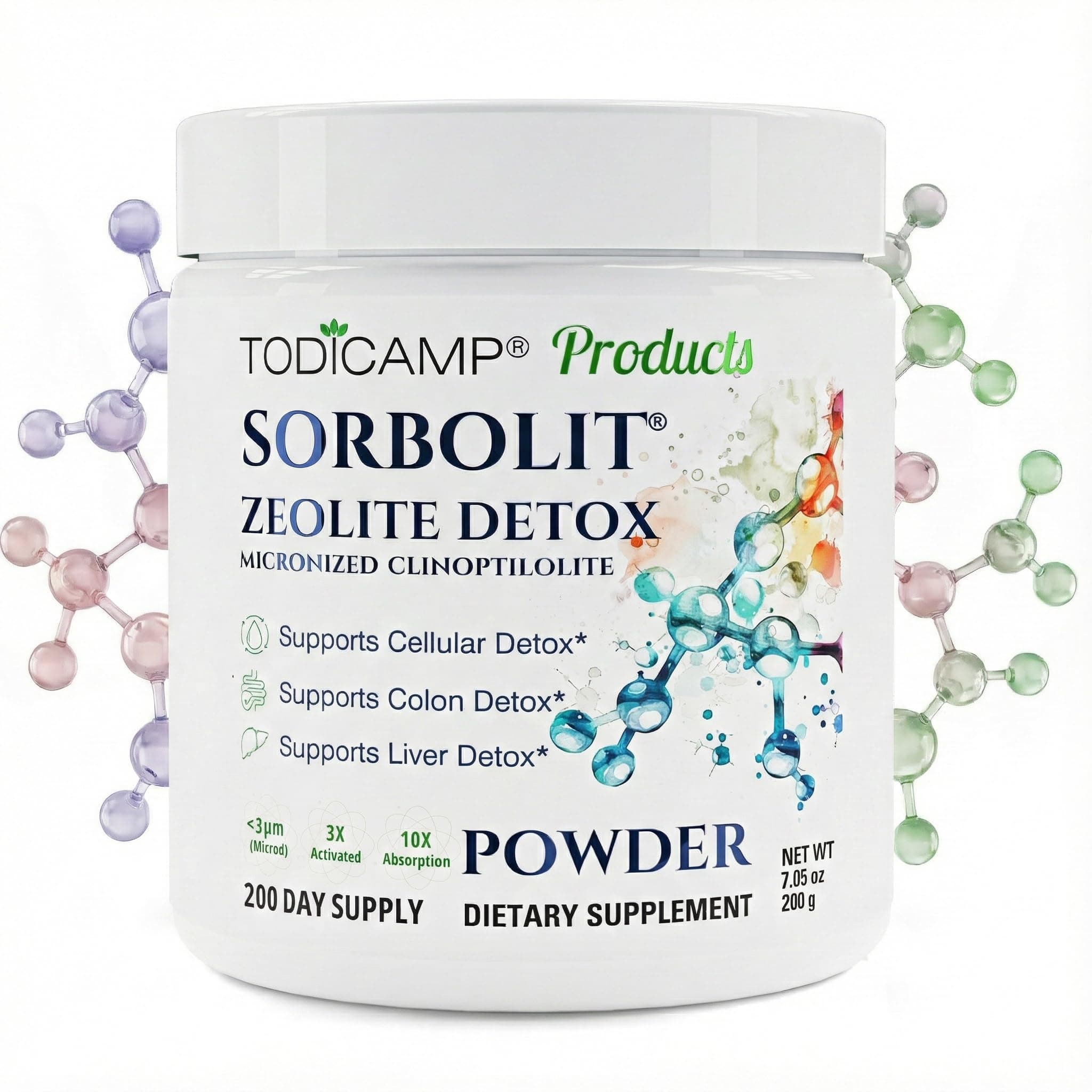 Zeolite Powder - Zeolite Clinoptilolite Powder Sorbolit Ultra FINE 1-2 µm 95% - 3X Activated - 200g - 7.05oz - Zeolite Powder Supplement - 200 Days Supply