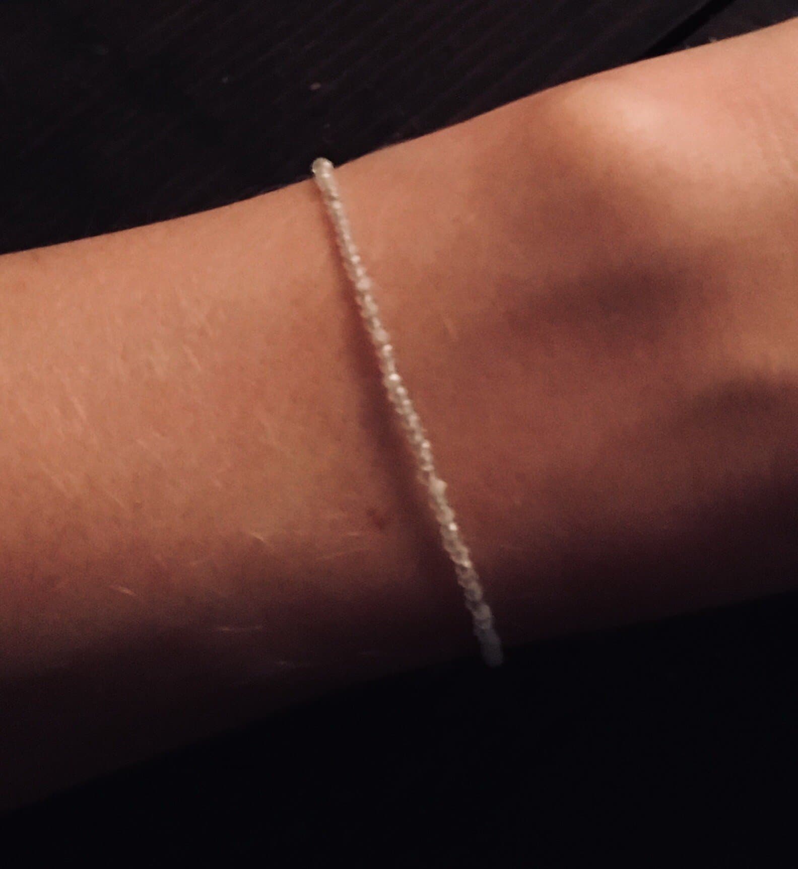 Genuine Natural White Shimmer Moonstone Beaded Tiny Gemstone Bracelet - 14K Gold Clasp - Delicate, Feminine, Sparkle, Minimalist, Understated, Healing Properties | Real Gem Jewellery | June Birthstone