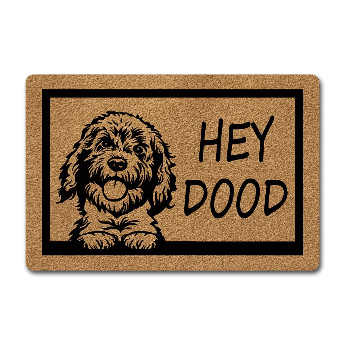 MjiejieMFunny Doormats Hey Dood Cute Dog Pets Indoor Floor Welcome Mat for Entrance Way Rubber Back for Front Door Indoor Outdoor Cute Rugs 23.6"(L) x 15.7"(W)