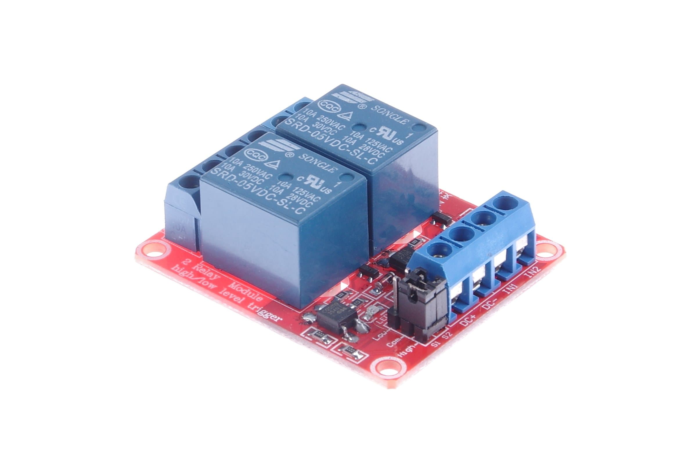 5V 2-Channel Relay Module with Optocoupler Relay Relay Board High Low Trigger with LED Load DC 30V AC 250V 10A for PLC Automation Control, Industrial System Control(DC 5V)