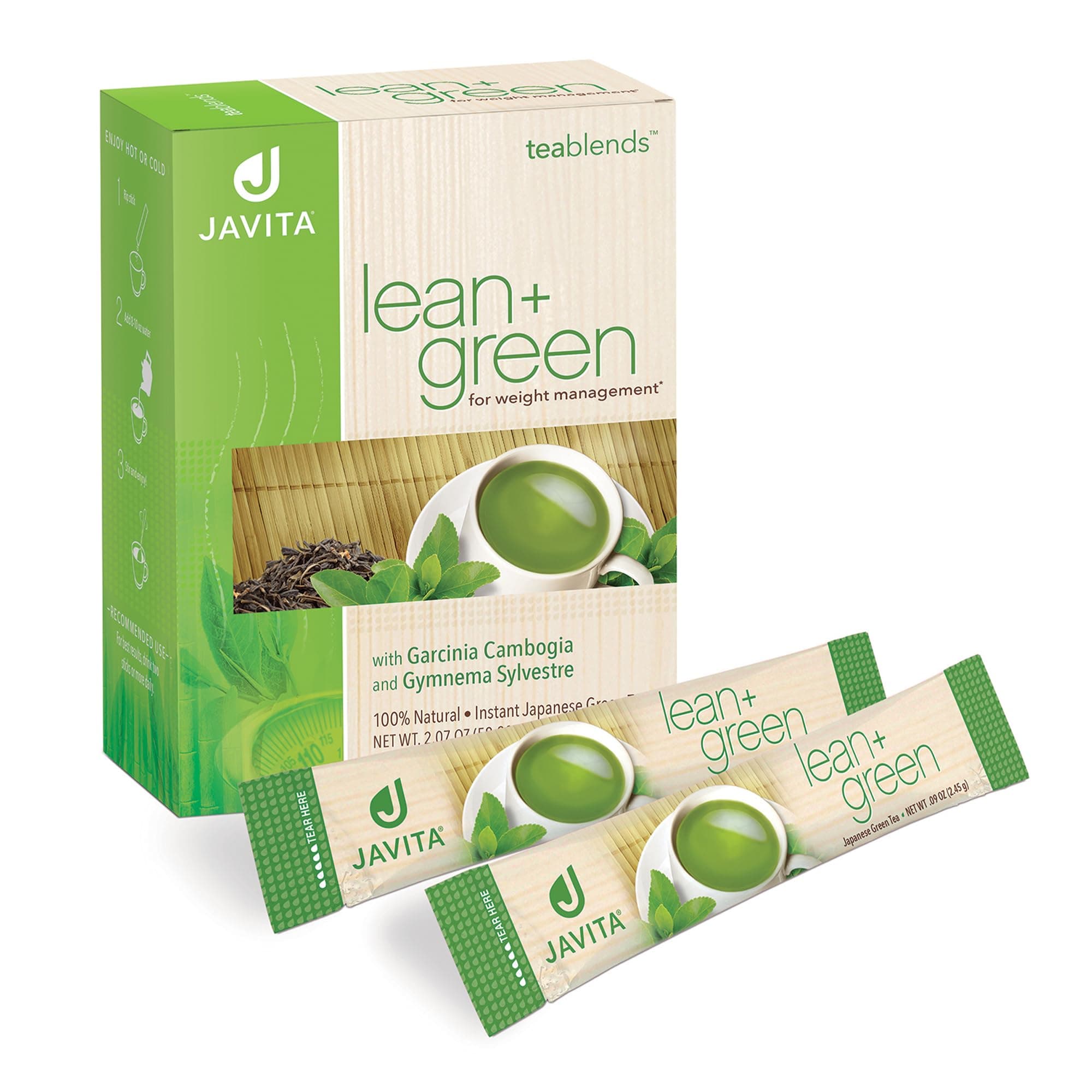 Lean + Green Japanese Matcha Green Tea Mix by Javita – Premium Instant Green Tea & Herbs – Daily Metabolism, Clean Energy Support – Award-winning, Convenient, Green Tea Mix (1 box/24 serv.)