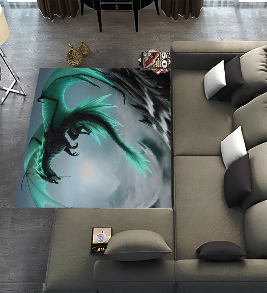 Custom Flying Dragon Pattern,Area Rug Dining Room Home Bedroom Carpet Floor Mat 7'x5'
