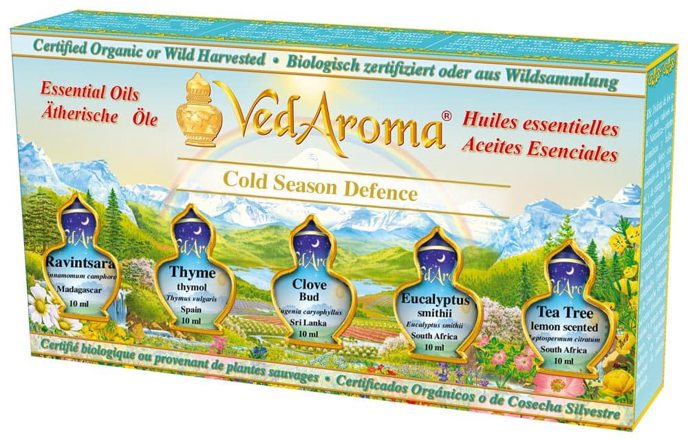 VedAromaCold Season Defense Luxury Boxed Set of 5 Pure Essential Oils