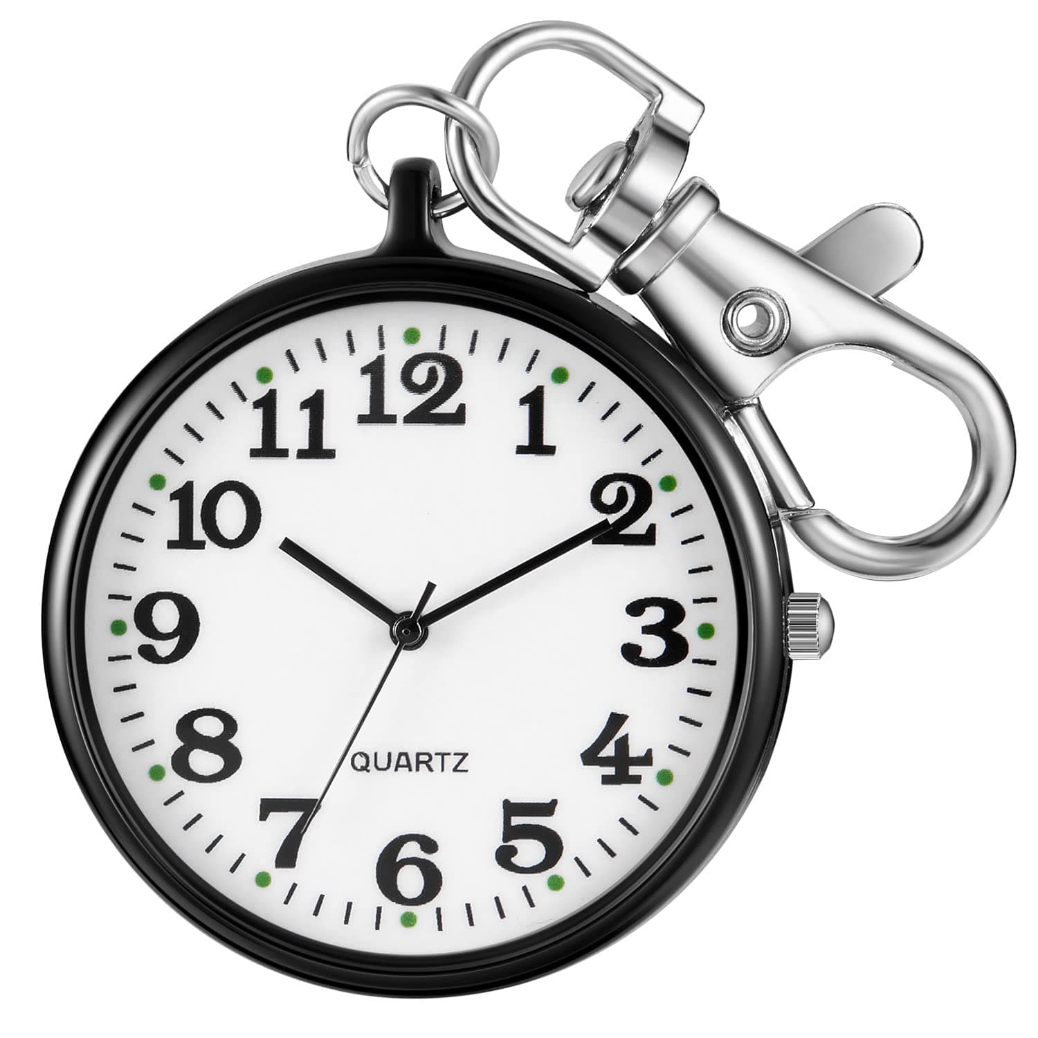 Men's Portable Ultra-Thin Uncovered Quartz Pocket Watch with Key Chain,Portable Quartz Arabic Digital Dial Pocket Watches for Men