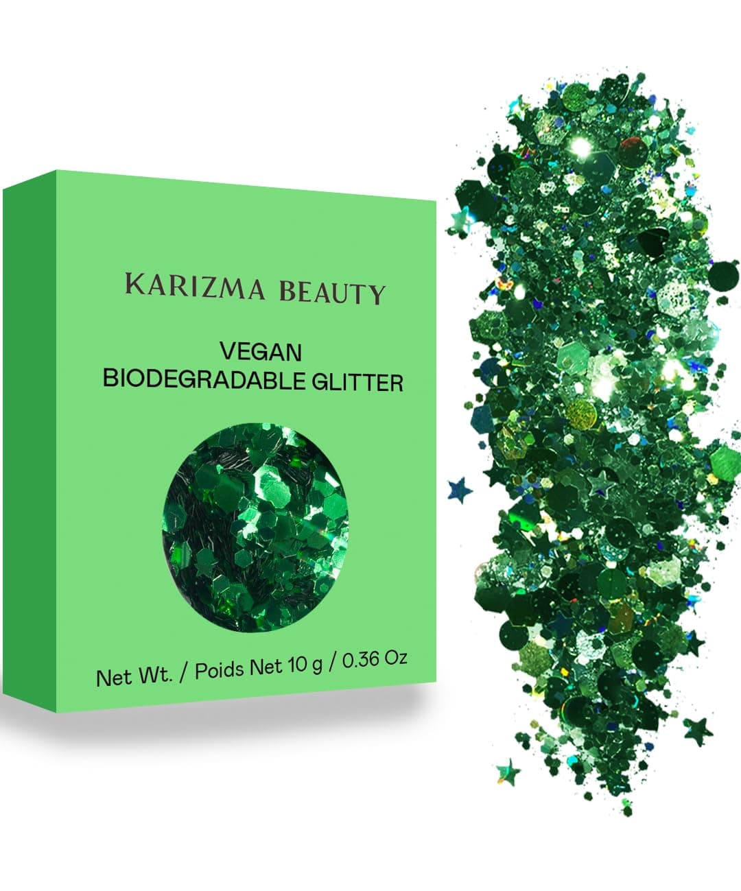 KARIZMAVegan Biodegradable Chunky Glitter // Karizma Beauty Green Face Bio Glitter Eco Glitter Festival Chunky 10g