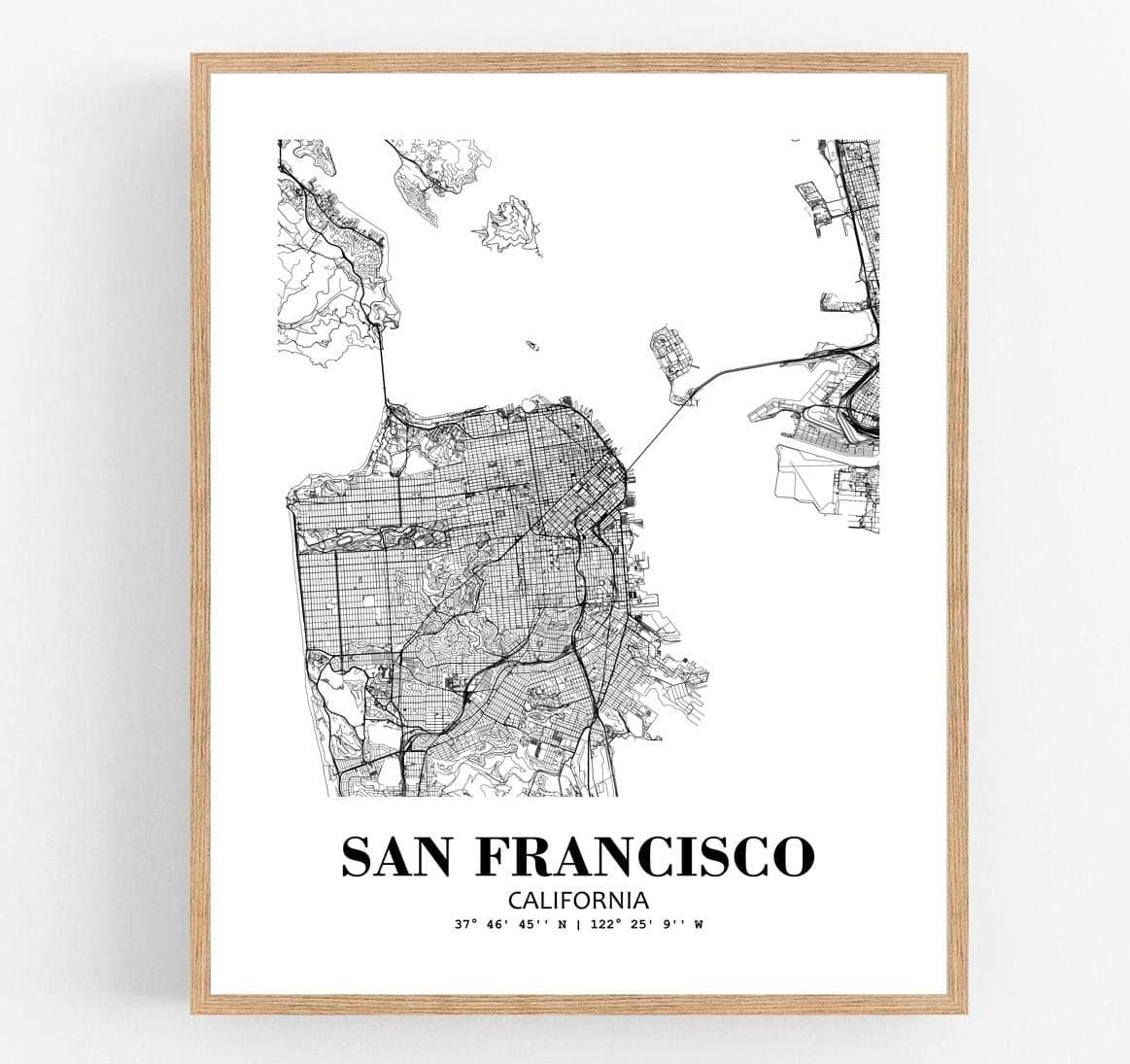 Eleville 13X19 Unframed San Francisco California City View Abstract Road Modern Map Art Print Poster Wall Office Home Decor Minimalist Line Art Hometown Housewarming wgn474