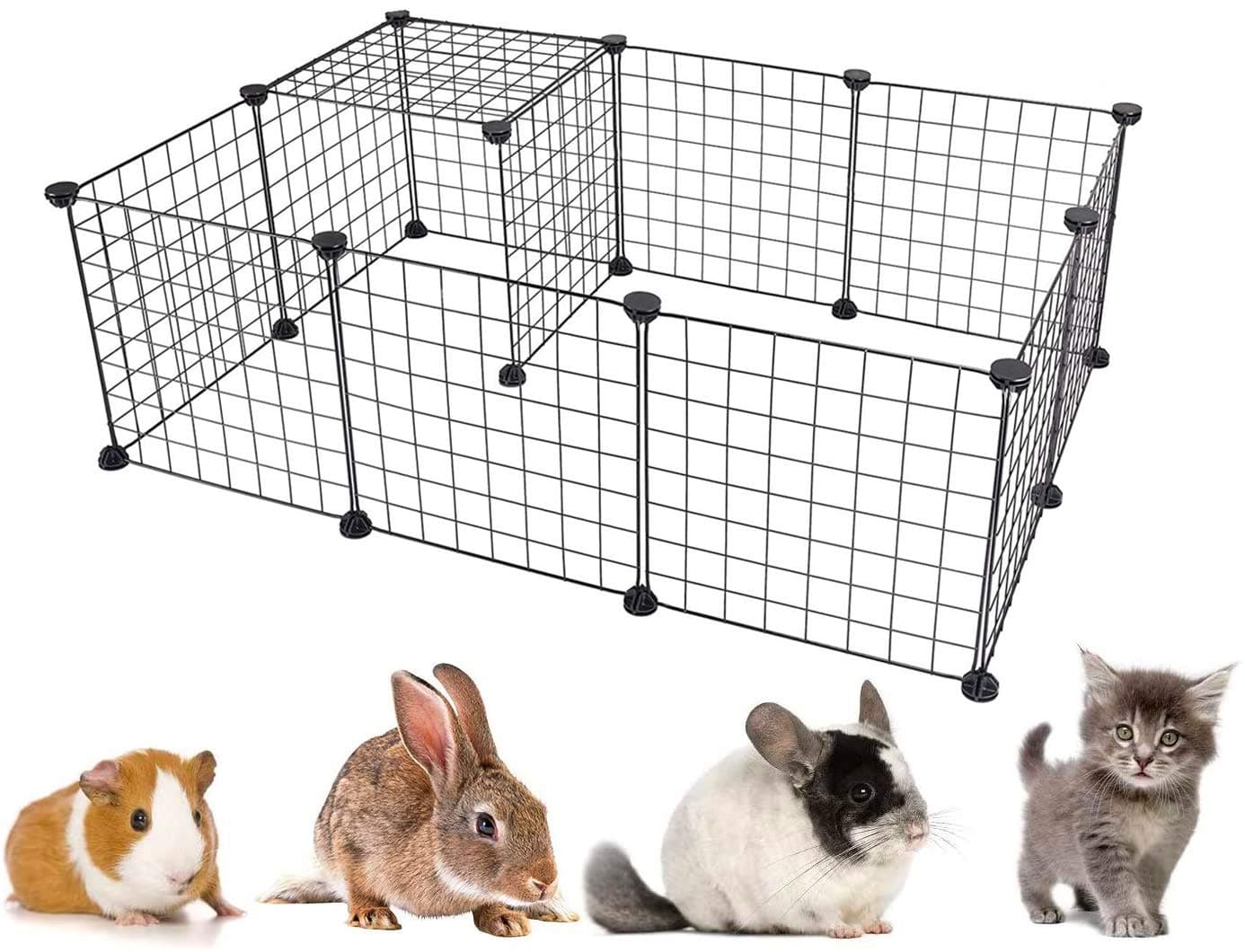 ZaneSun 12 Panels Metal Pet Playpen Tent Cats Exercise Pen Crate Cage Kennel Dog Foldable Fence Yard Barrier Ideal for Guinea Pigs, Rabbit, Gerbil, Puppy Pet Products, DIY Metal Wire Yard Fence Indoor