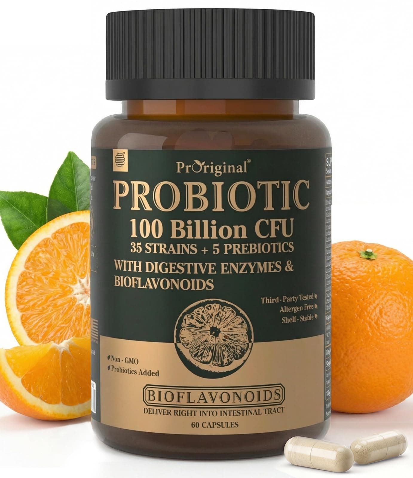 Probiotics with Prebiotics for Men and Women - 35 Strains Organic Probiotic 100 Billion CFU for Gut & Digestive Health, Vegan Acidophilus Probiotic Supplement, Non-GMO Raw Probiotic 60 Capsules