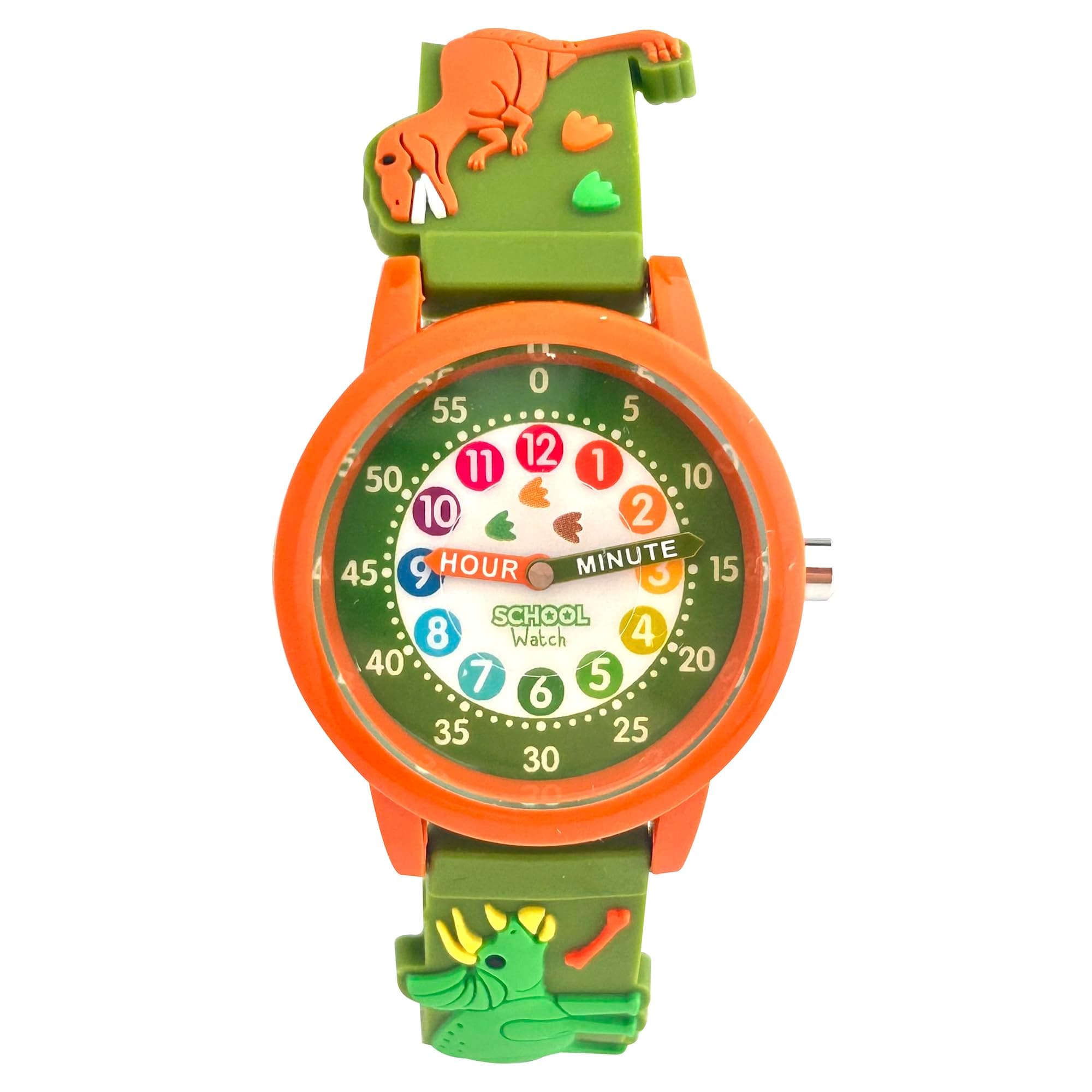 Kids 3D Band First Watch - Analog Color Watch - Monster Trucks, Dinosaurs, Spider - Time Teacher - Girls, Boys, Children - School Watch