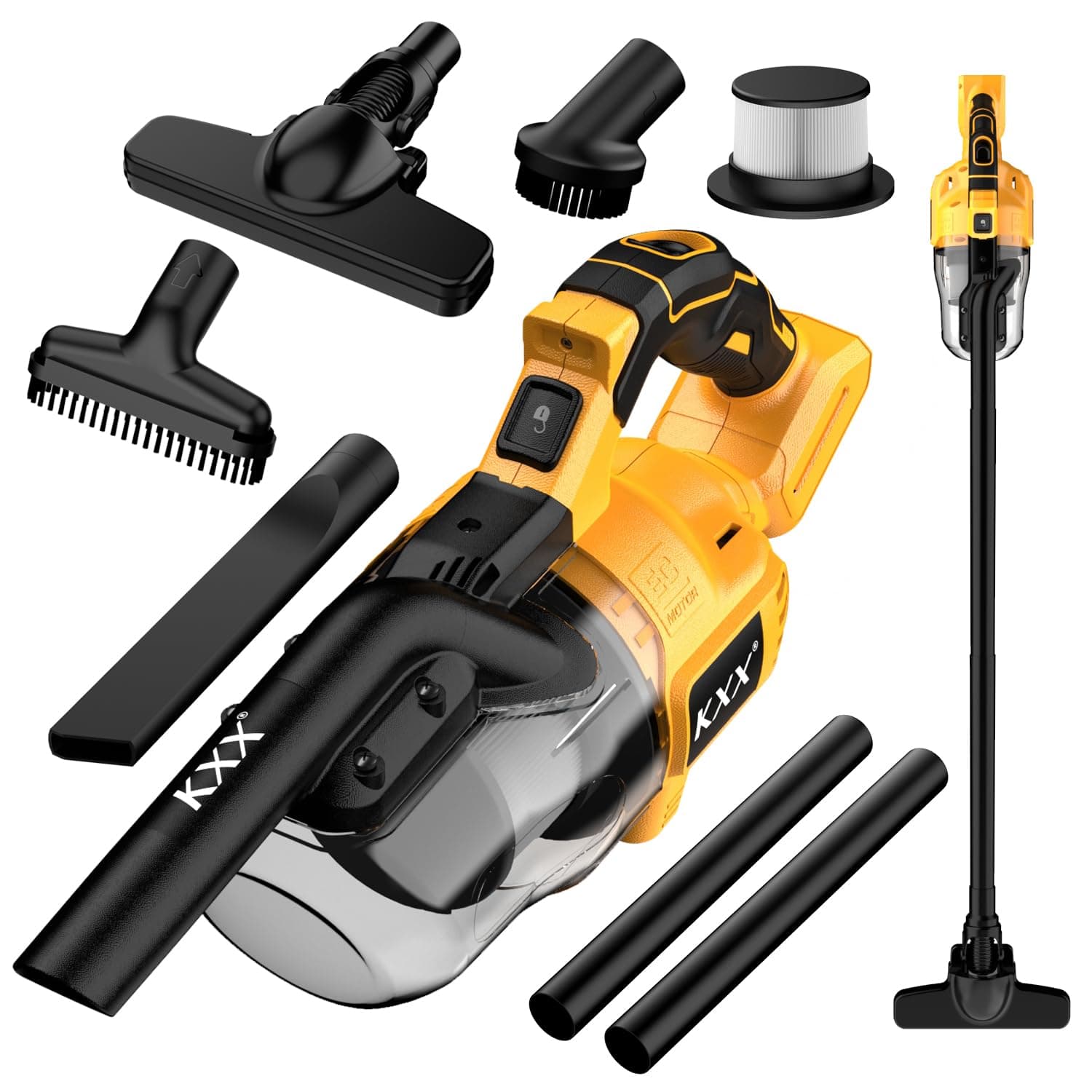 Cordless Vacuum for De-Walt 20V Battery, 5 in 1 Handheld Electric Vacuum Cleaner with 500W Powerful Motor, 46 CFM Portable Hand Vacuum with Filtration HEPA for Floor, Carpet, Car (Not include Battery)