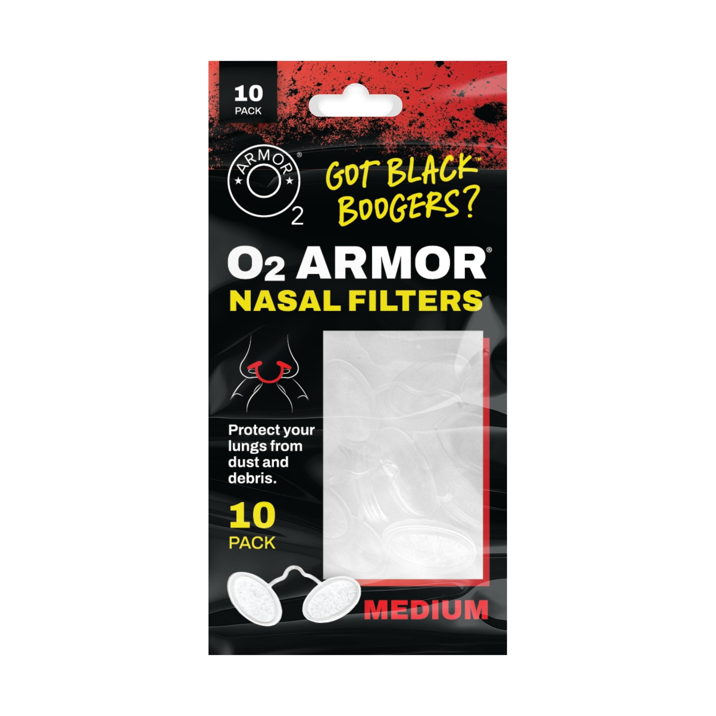 O2 Armor Nose Filter - Nose Filters for Welders - Nasal Filters for Allergies - Stops Black Boogers - Industrial Dust Mask for Construction (10 Pack, Size Medium)