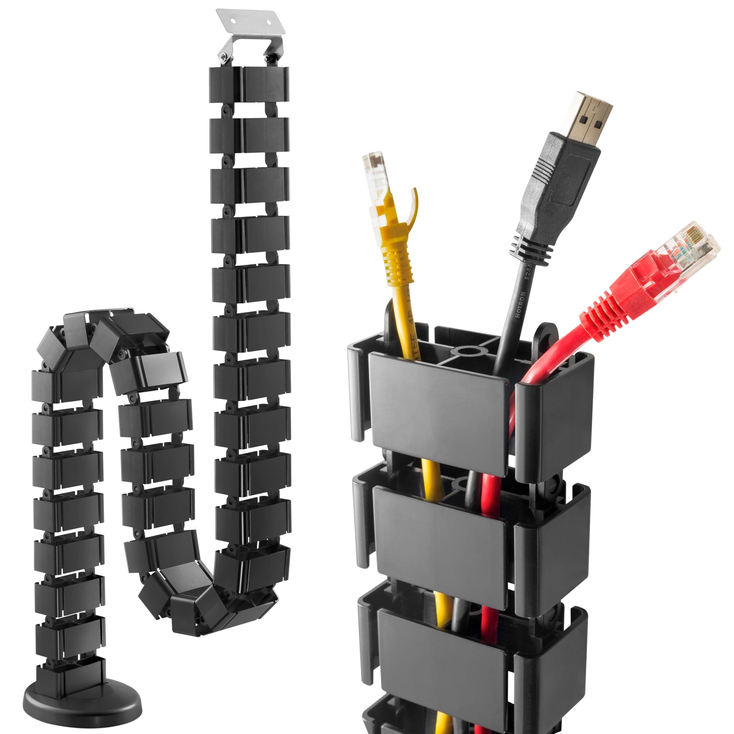 RICOO Cable Duct Universal Cable Management for Desk Cable Management System Z0101-B Length 128 cm Flexible Spine Cable Guides Cable Tubing Cable Guide Black