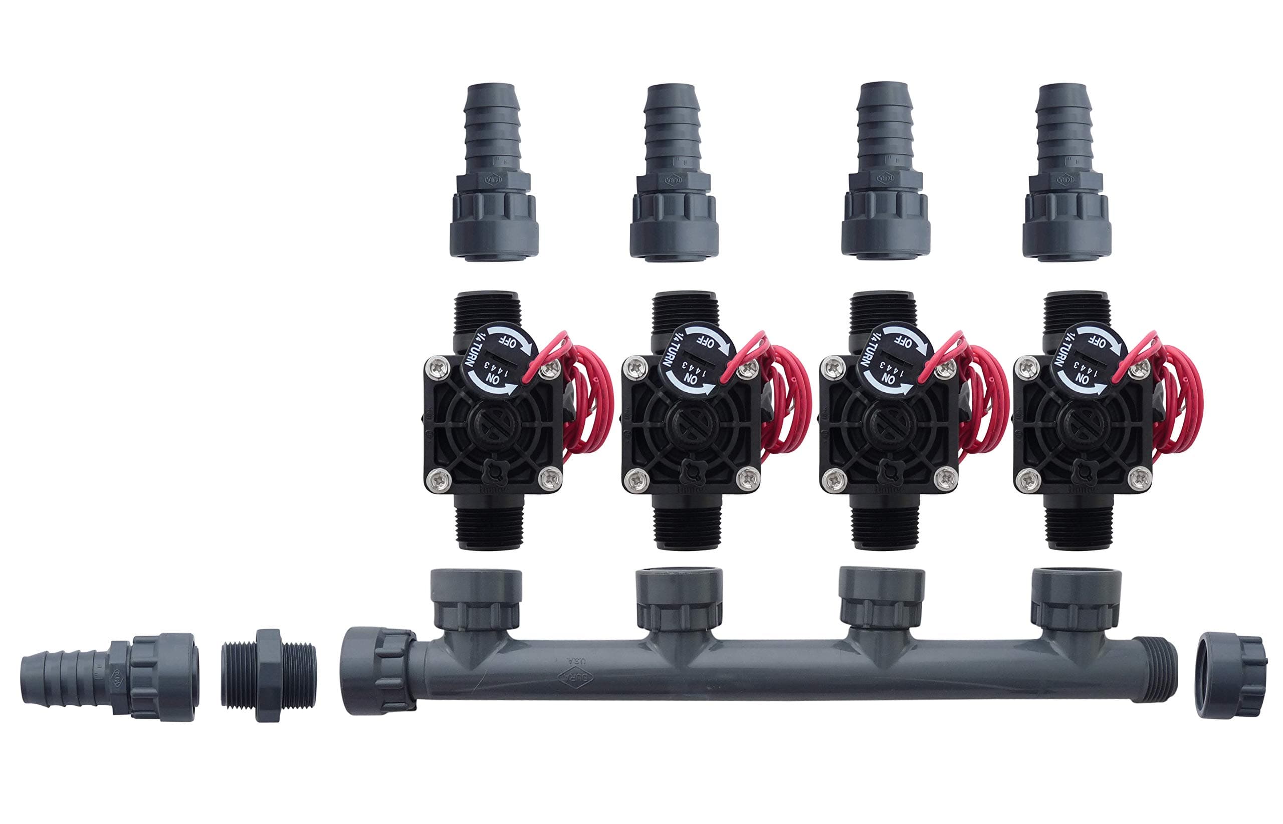 Hunter PGV101-MM 4 Zone Dura Manifold Valve Kit with Flow Control - Barb PGV101MM (4 Zone)