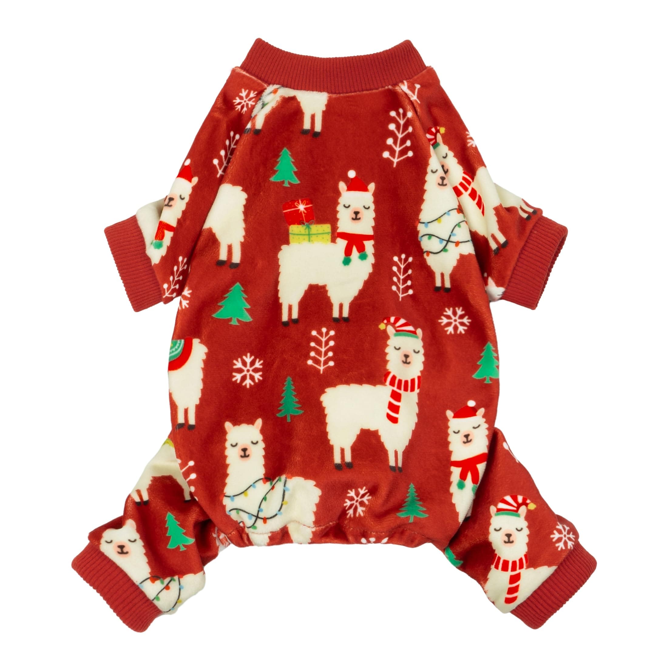 Fitwarm Christmas Alpaca Dog Pajamas, Christmas Clothes for Small Dogs Boy Girl, Holiday Pet Outfit, Red, Green, White, Medium