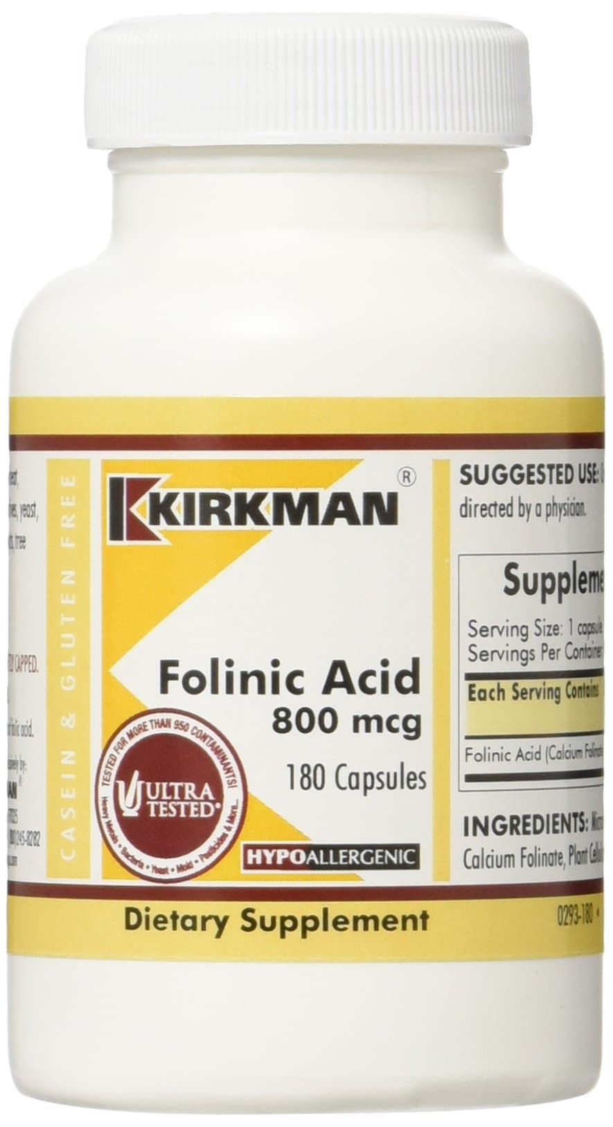Folinic Acid 800 mcg Capsules - Hypo - 180 ct