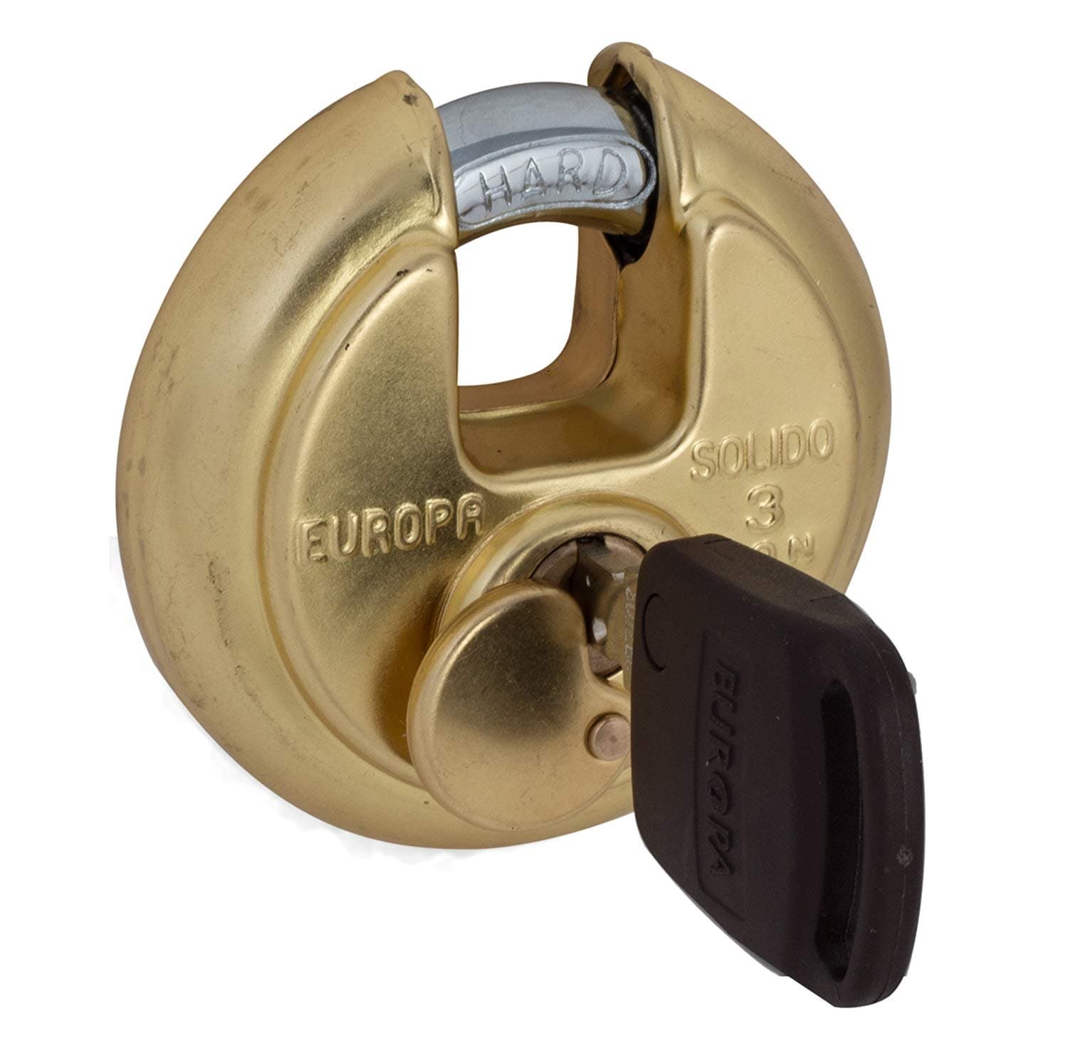Europa Solido Stainless Steel Disc Padlock P370 B1 Metallic | Rustproof Fully-Welded Body, Hardened Drill-Resistant Plates | Secure Indoor & Outdoor Use