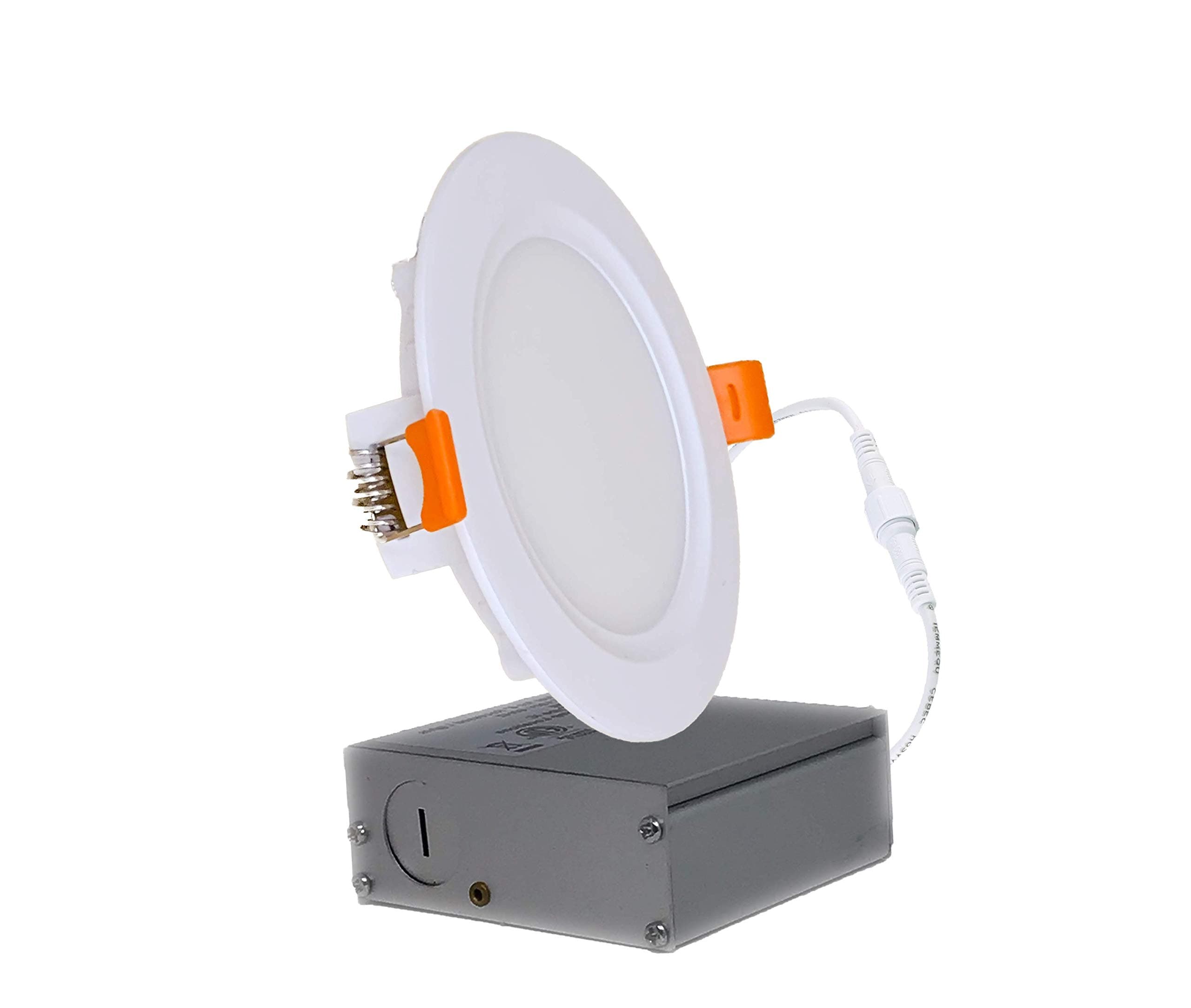 YAY LED 4’’ Ultra-Thin Recessed Ceiling Light with Junction Box, Dimmable Downlight, ETL & Energy Star - IC-Rated - 9W - 810 Lumens - (Warm White 3000K)