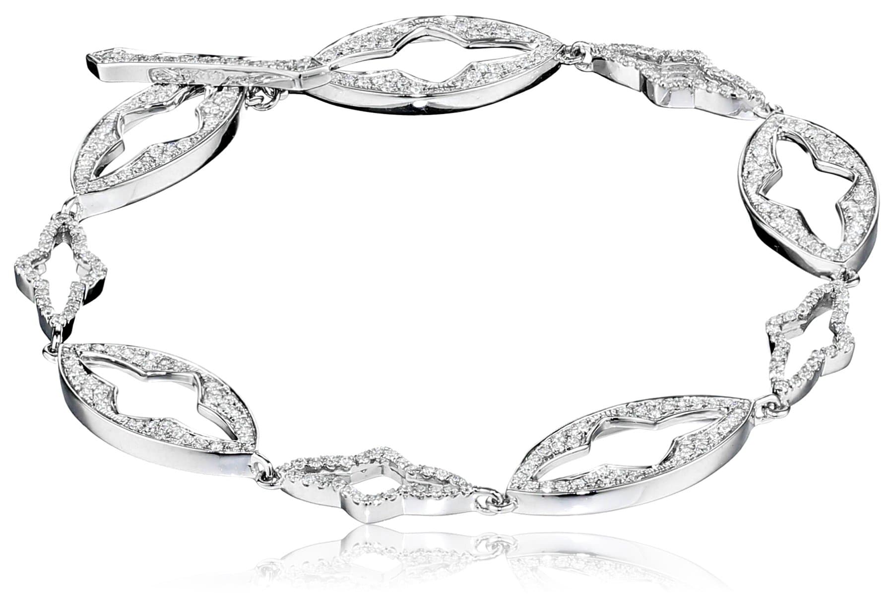 "Gothic" 18k White Gold and Diamond Toggle Bracelet
