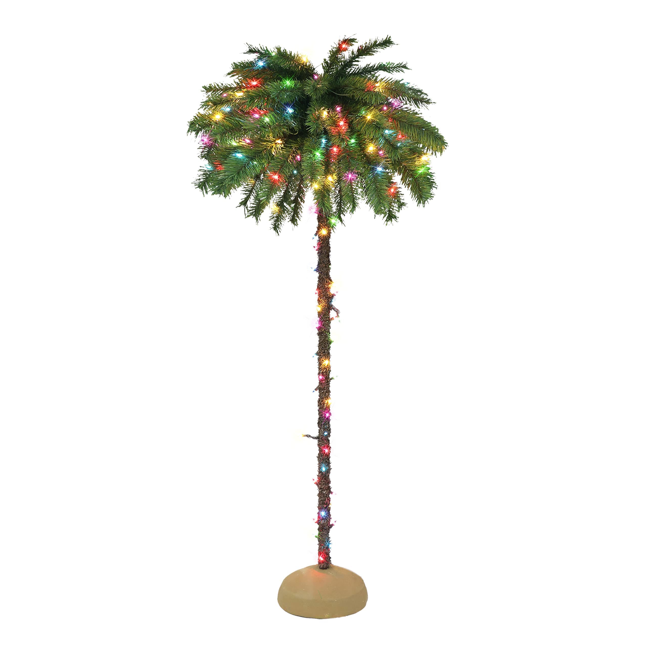6 ft Pre-lit Palm Tree with 70 Tips,150 UL Multi Color Incandescent Lights