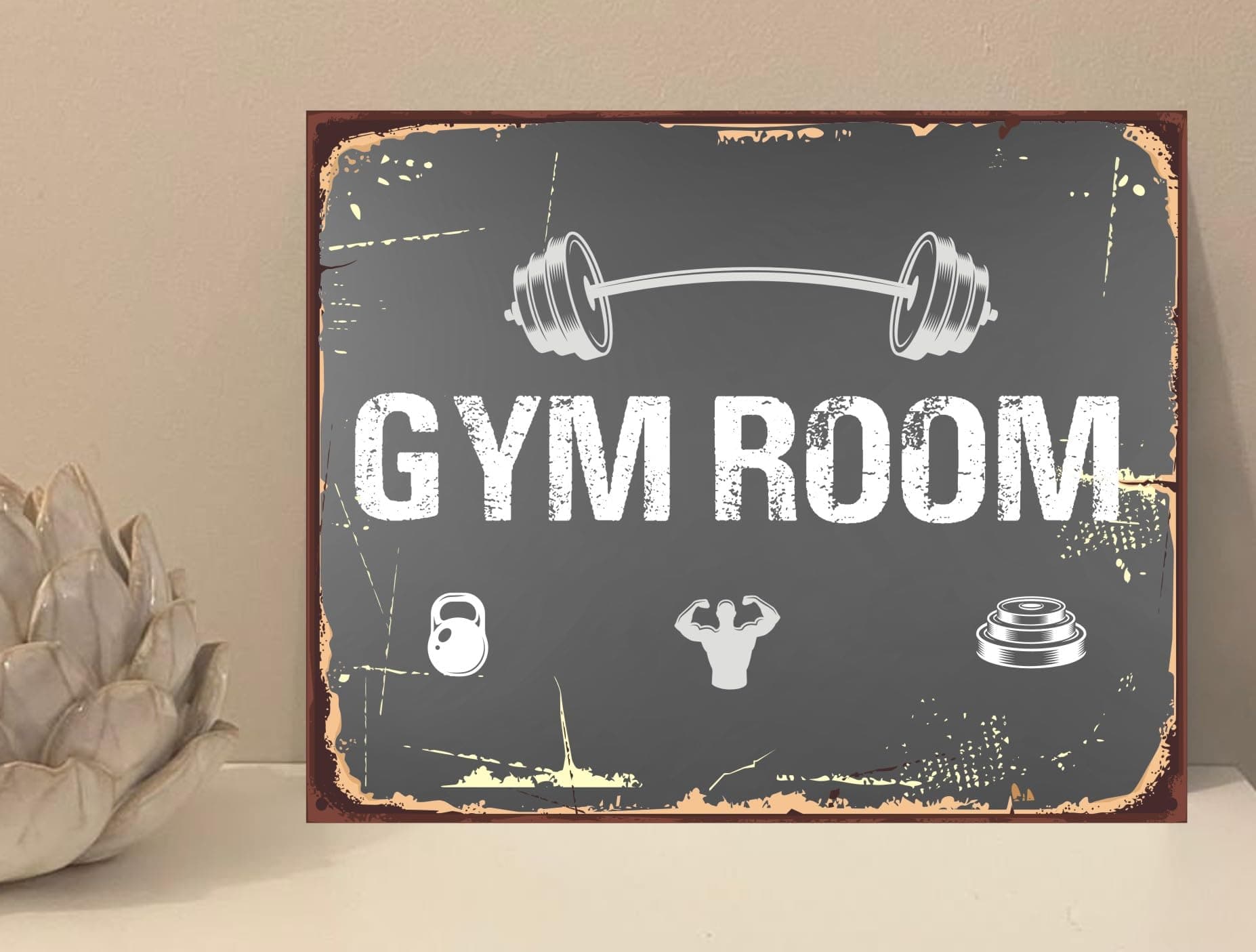 Gym Room Weights Exercise House Novelty Metal Plaque Sign Gift fcp78