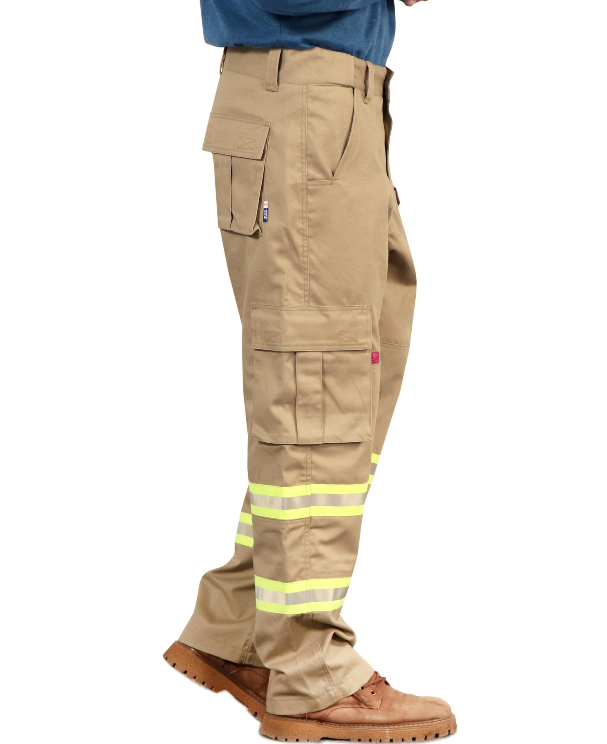 BOCOMAL FR Pants High Visibility Cargo Pockets Flame Resistant Hi-Vis Workwear Water & Oil Repellent Finish
