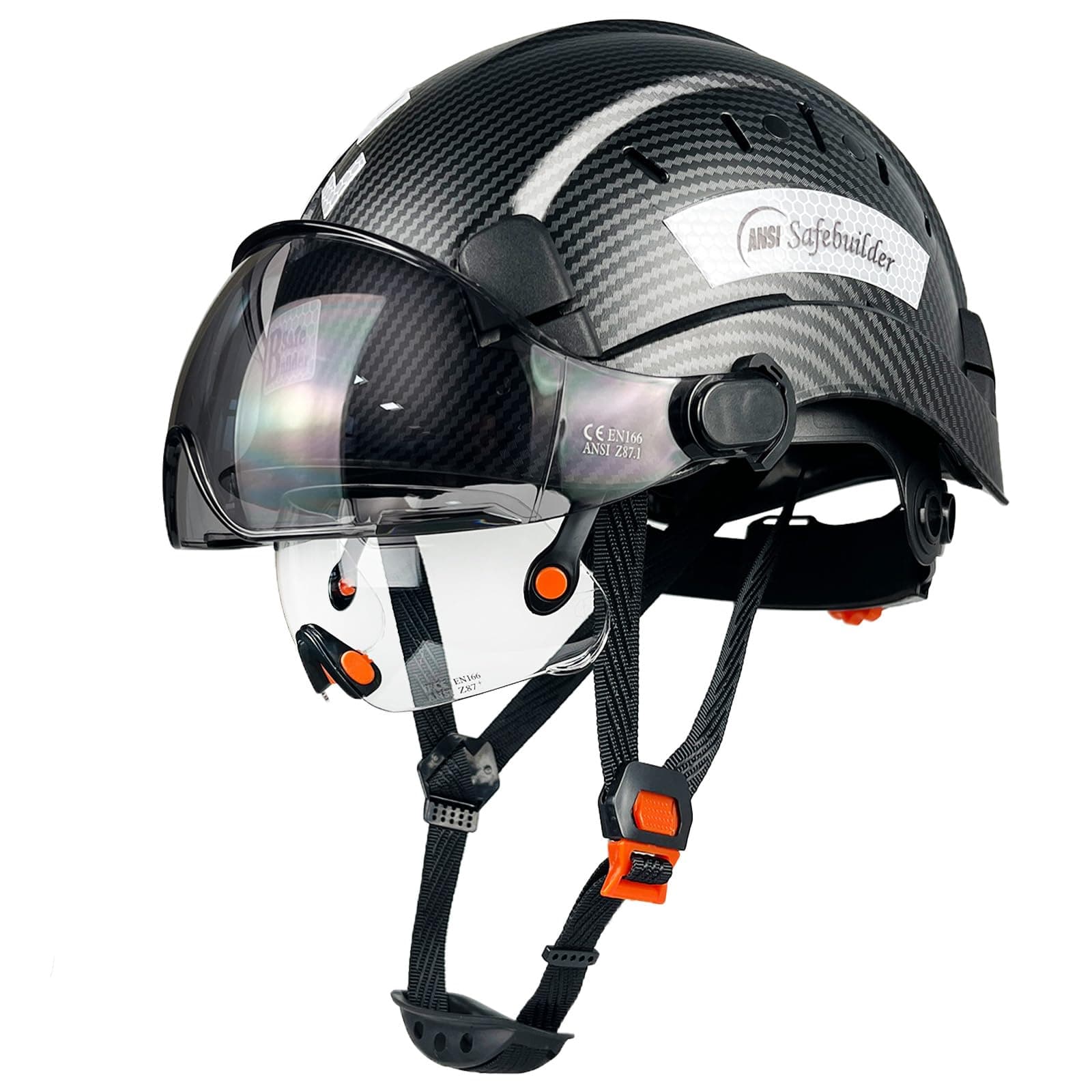 Construction Safety Helmet with Build-in Visor ABS Hard Hat with Visor Adjustable Ventilation Hardhats Work Head Protection ANSI/ISEA Z89.1