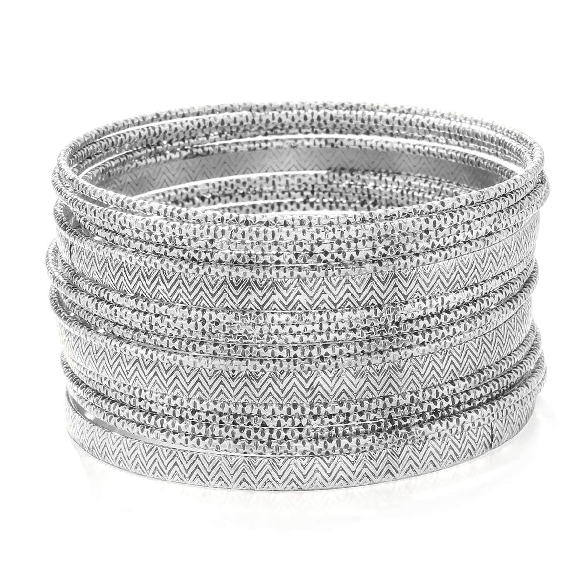 Ensoul Multiple Textured Metal Bracelets & Bangles Set for Women 18Pcs/Set