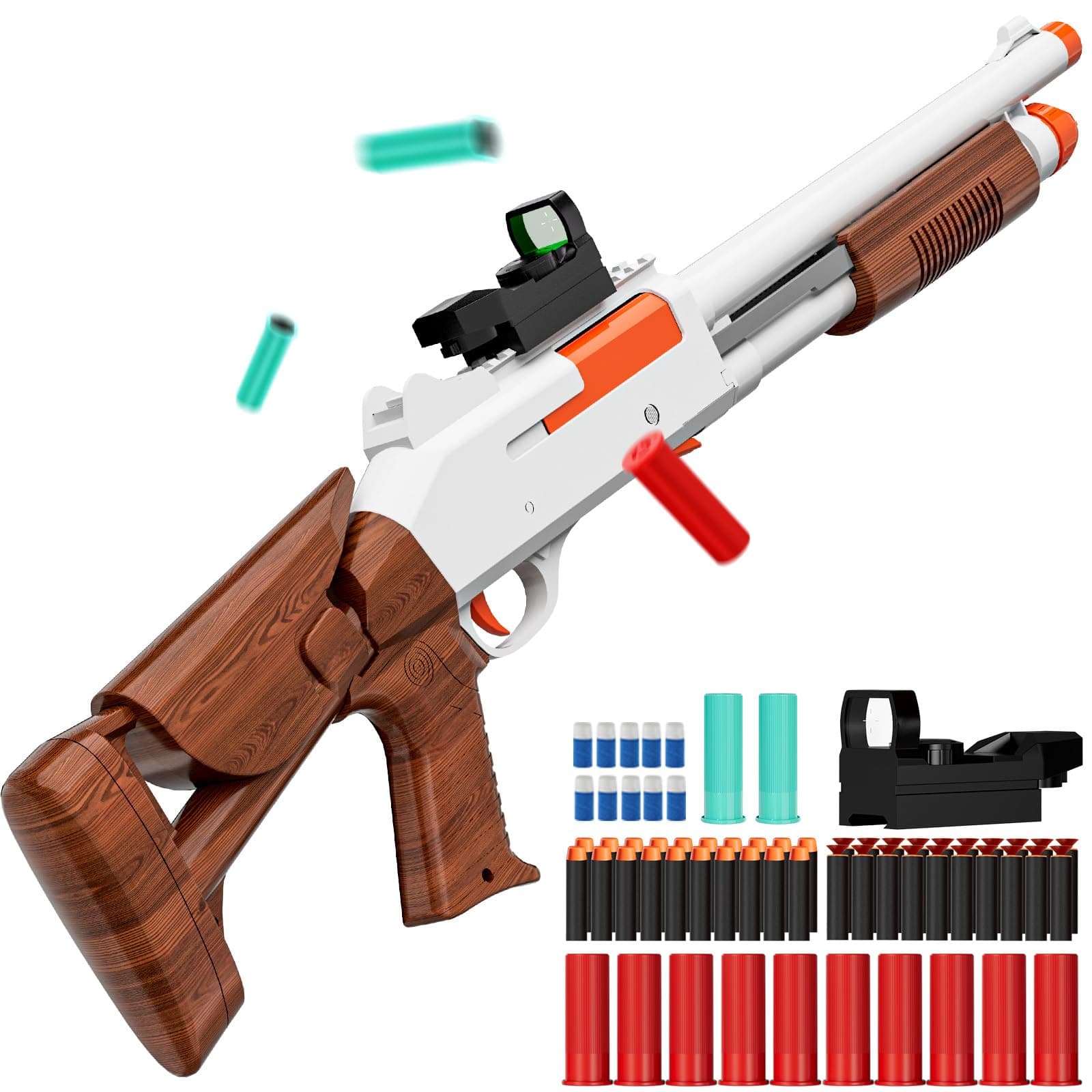 Toy Gun Models Foam Blasters (33-Inch) Soft Bullet Shotgun,Empty Shell Ejecting Design [with10 Shell 40 Soft Darts] Perfect for Indoor and Outdoor Play (Brown)