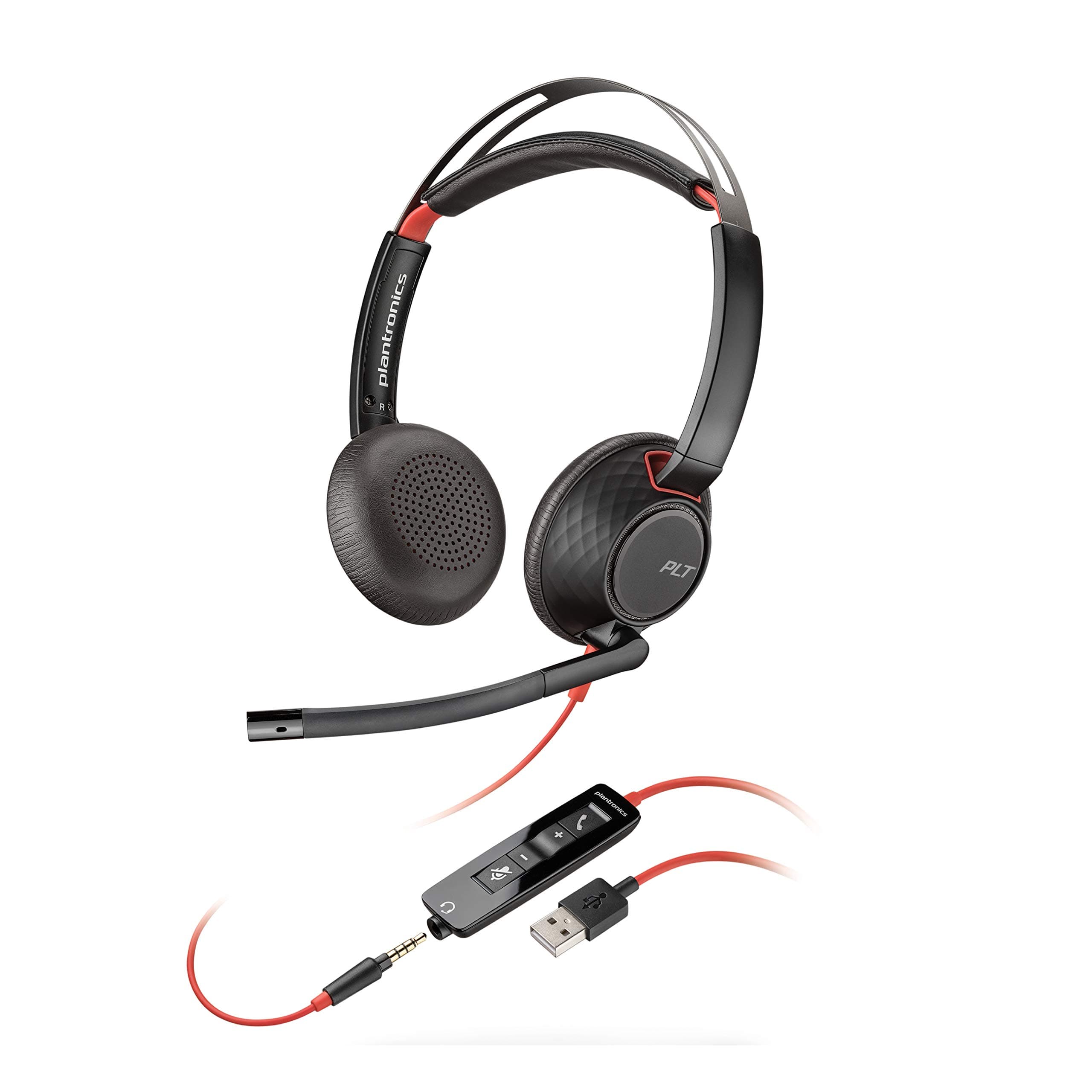 Plantronics - Blackwire C5220 - Wired, Dual-Ear (Stereo) Headset with Boom Mic - USB-A, 3.5 mm to connect to your PC, Mac, Tablet and/or Cell Phone