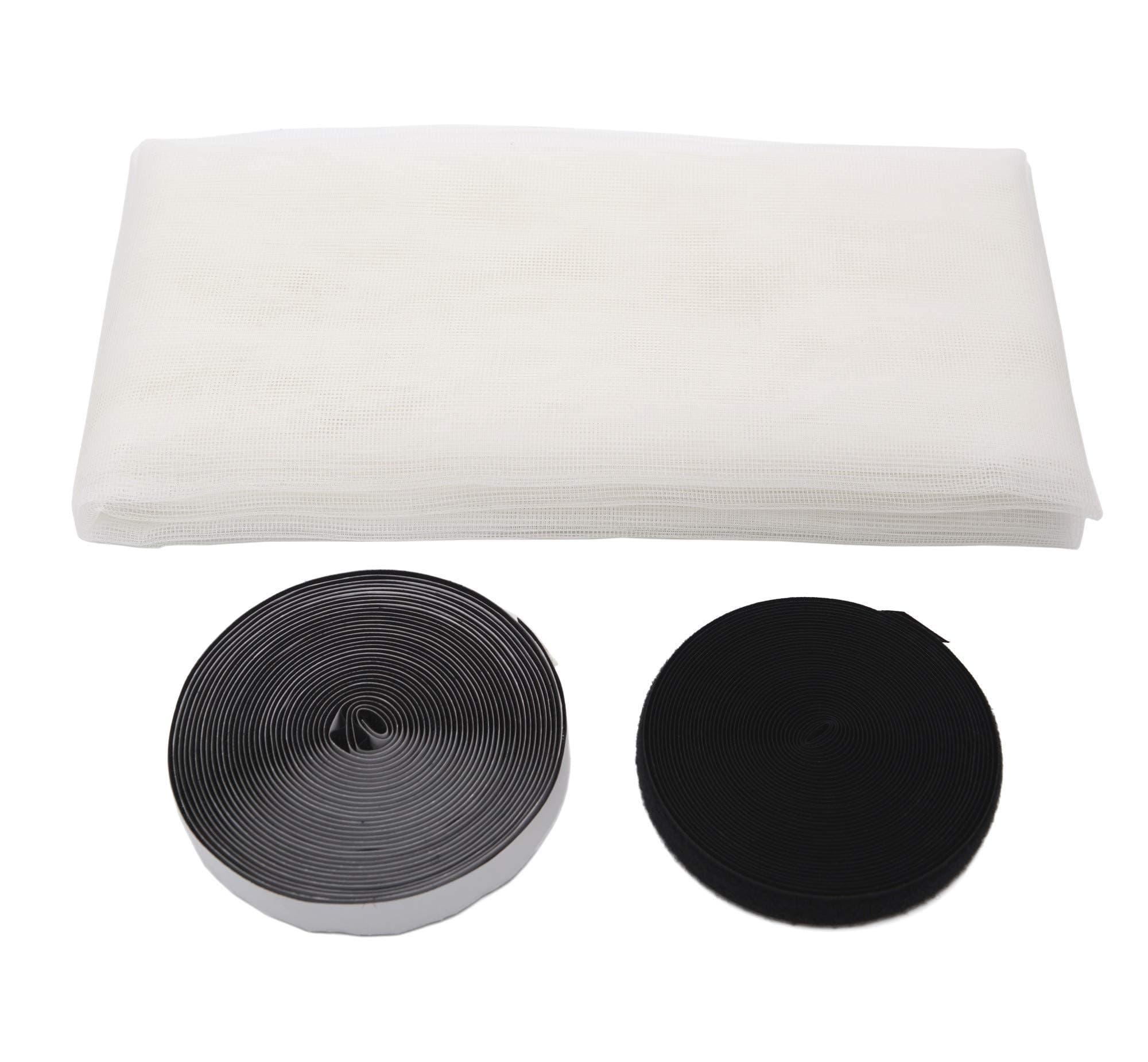 Store2508 Heavy Quality 120 GSM PVC Coated FIBREGLASS Window Insect Mosquito Mesh Net Screen with Hook & Loop Tape for Installation (White, 150 x 240 Cm)