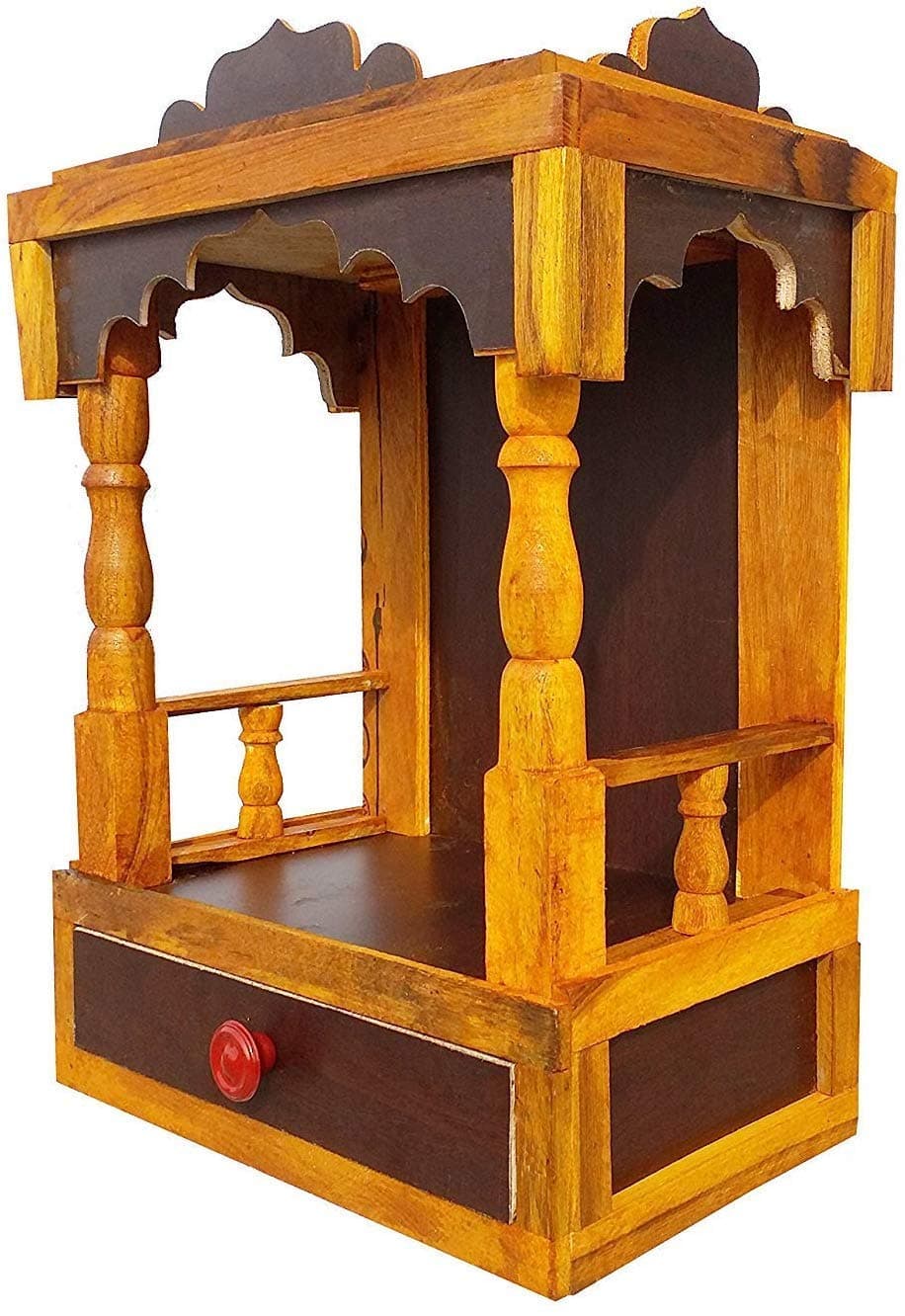 handicraft and marbles Large Wooden Mandir for Pooja Room (45 x 30 x 20 cm)