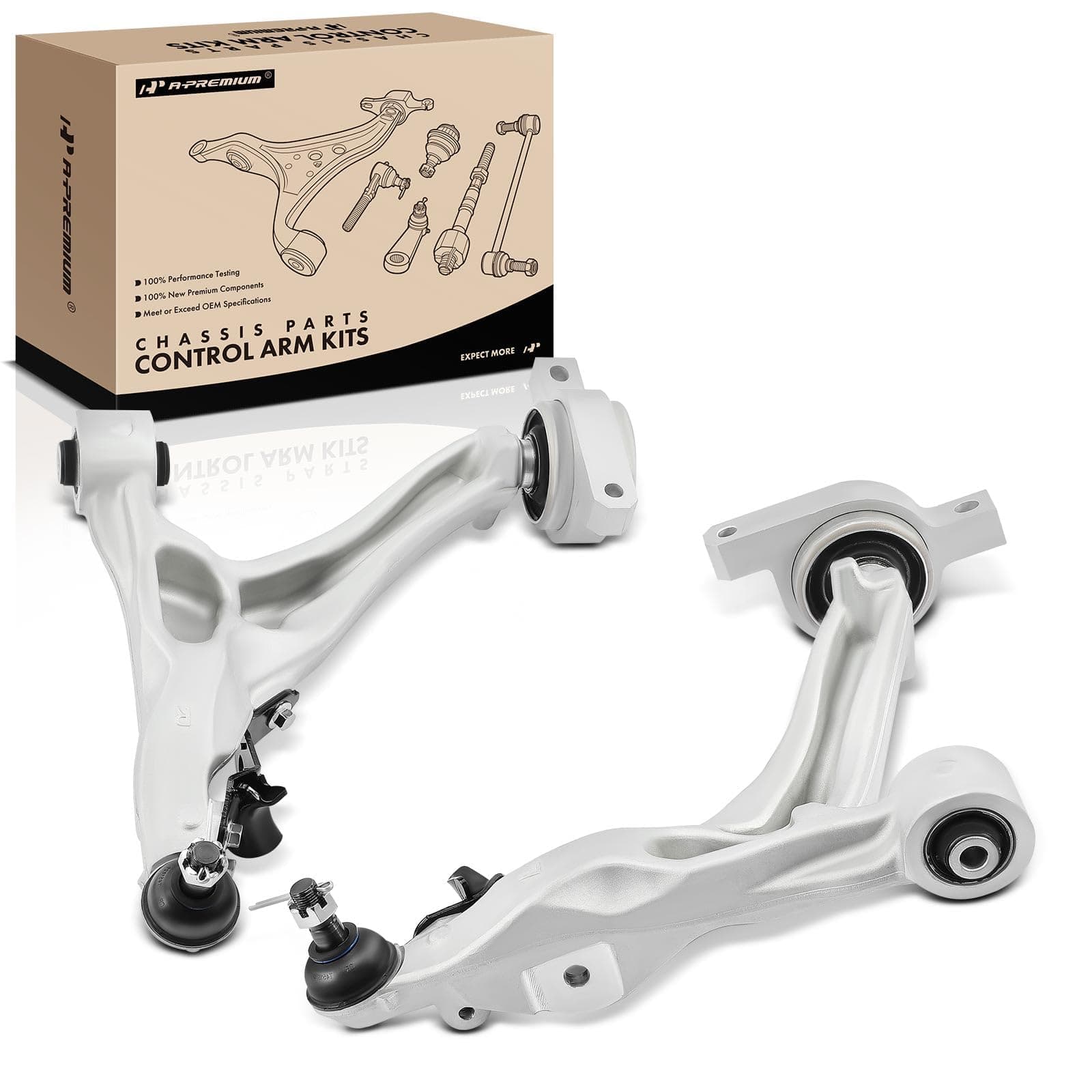 A-Premium 2 x Front Lower Control Arm, with Ball Joint & Bushing, Compatible with Infiniti & Nissan - 2008-2023 - Q50 QX50 Q60 G37 EX35 EX37 & 370Z
