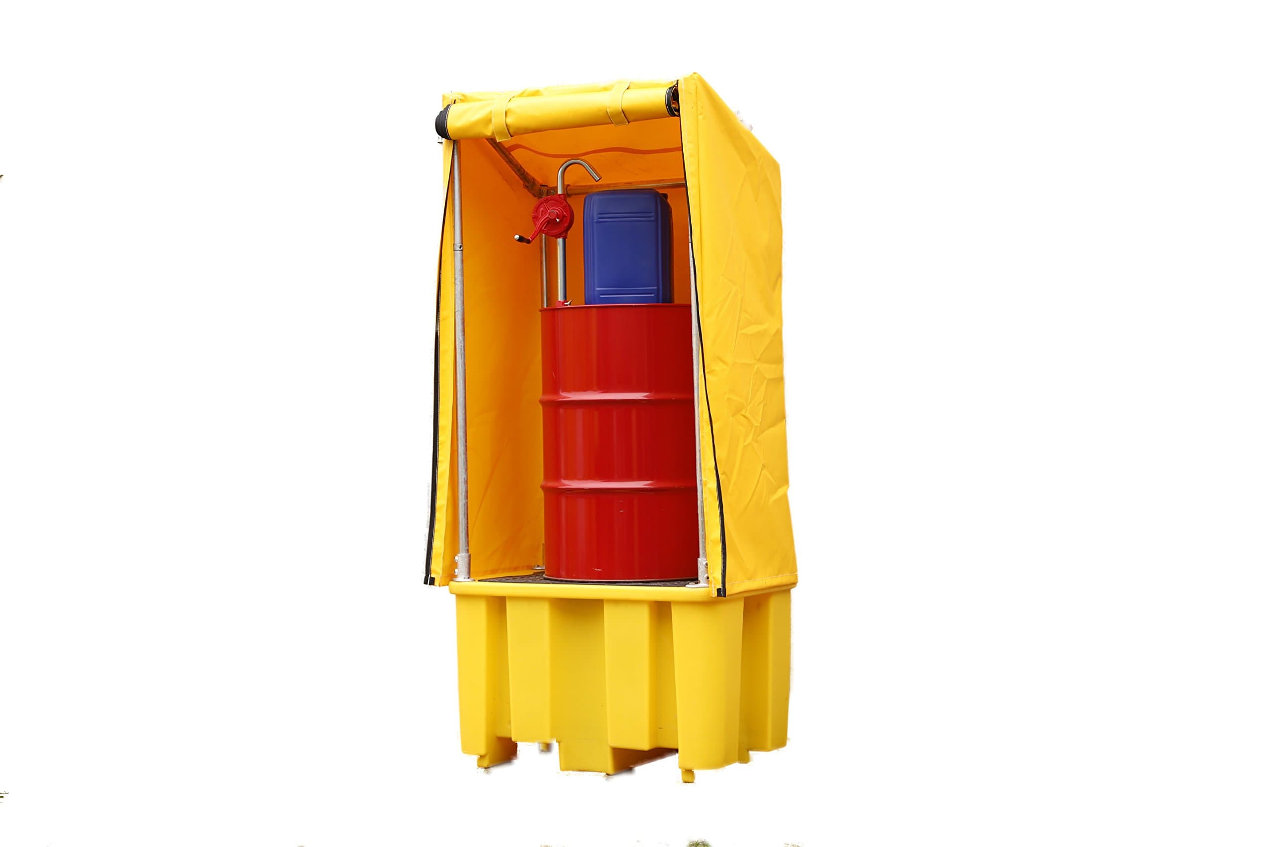 Single Drum Spill Pallet with Framed Cover - Heavy-Duty Spill Containment for Industrial Use