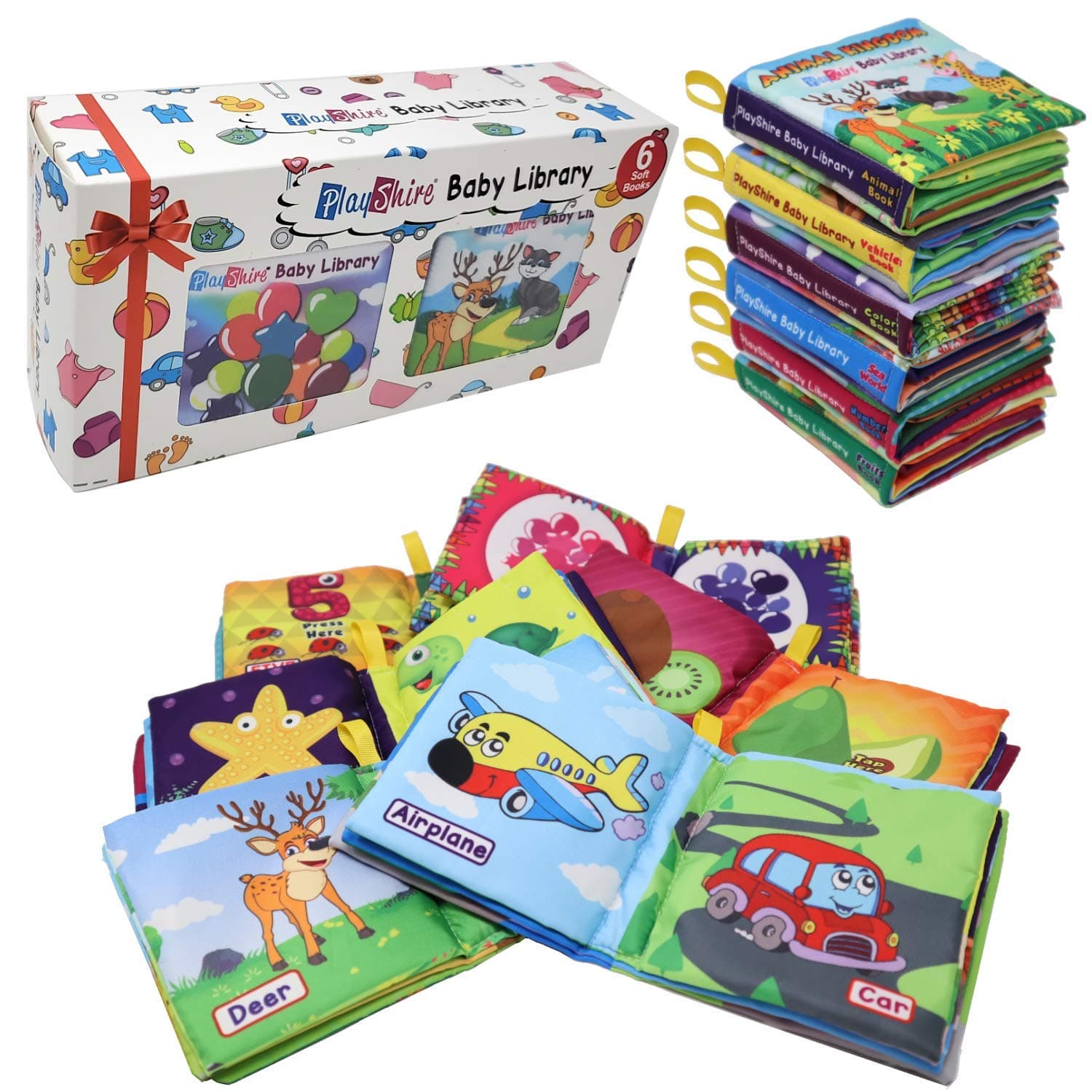 Soft Books (0-3Yrs). Activity Crinkle Books, Non-Toxic Cloth Books Set for Newborns, Infants & Toddler Toys. Interactive Baby Girl & Baby Boy Toys Box. Baby Toys - 6 Books