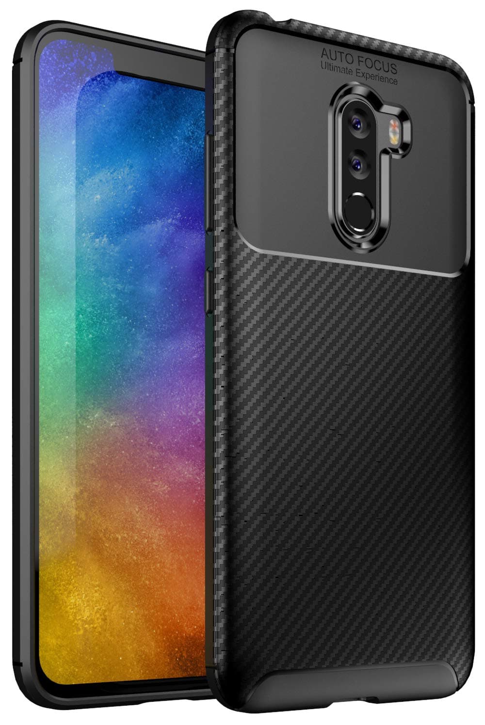 Xiaomi Pocophone F1 Case, Casix Ultra Thin [Carbon Fiber] Scratch Resistant [Shock Absorption] Soft TPU [Anti-Slip/Grip] Protective Cover for Xiaomi Poco F1 / Xiaomi Pocophone F1 (Black)