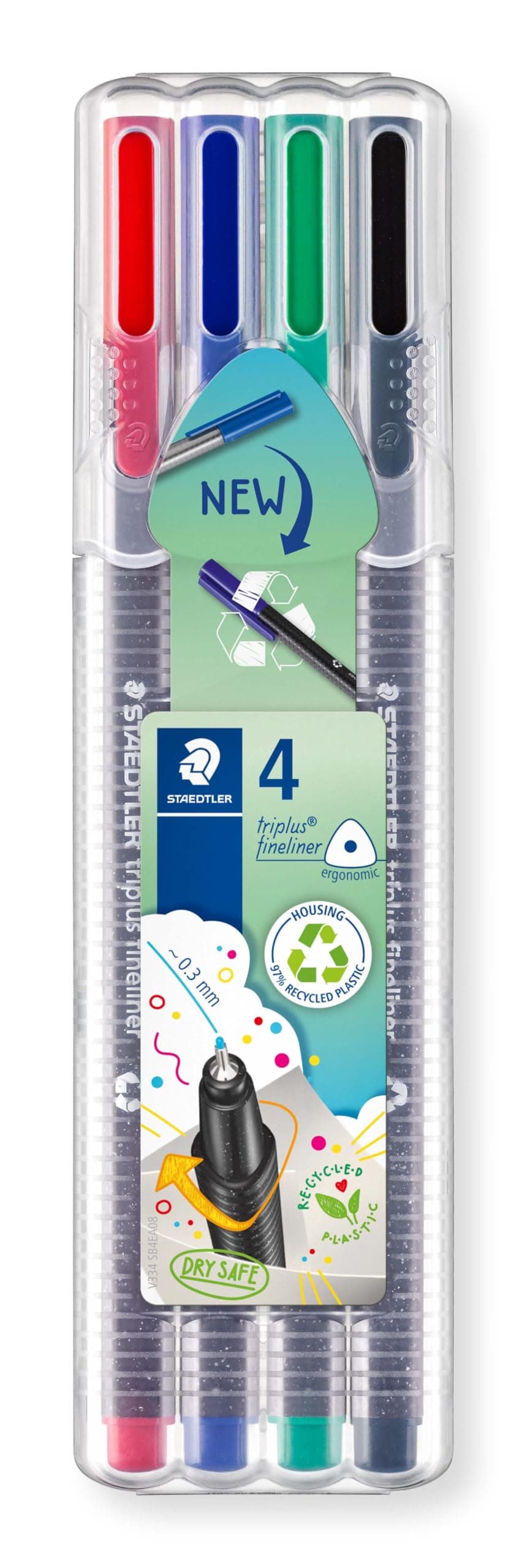 334 Triplus Fineliner Superfine Point Pens, 0.3 Mm, Assorted Colours, Pack Of 4