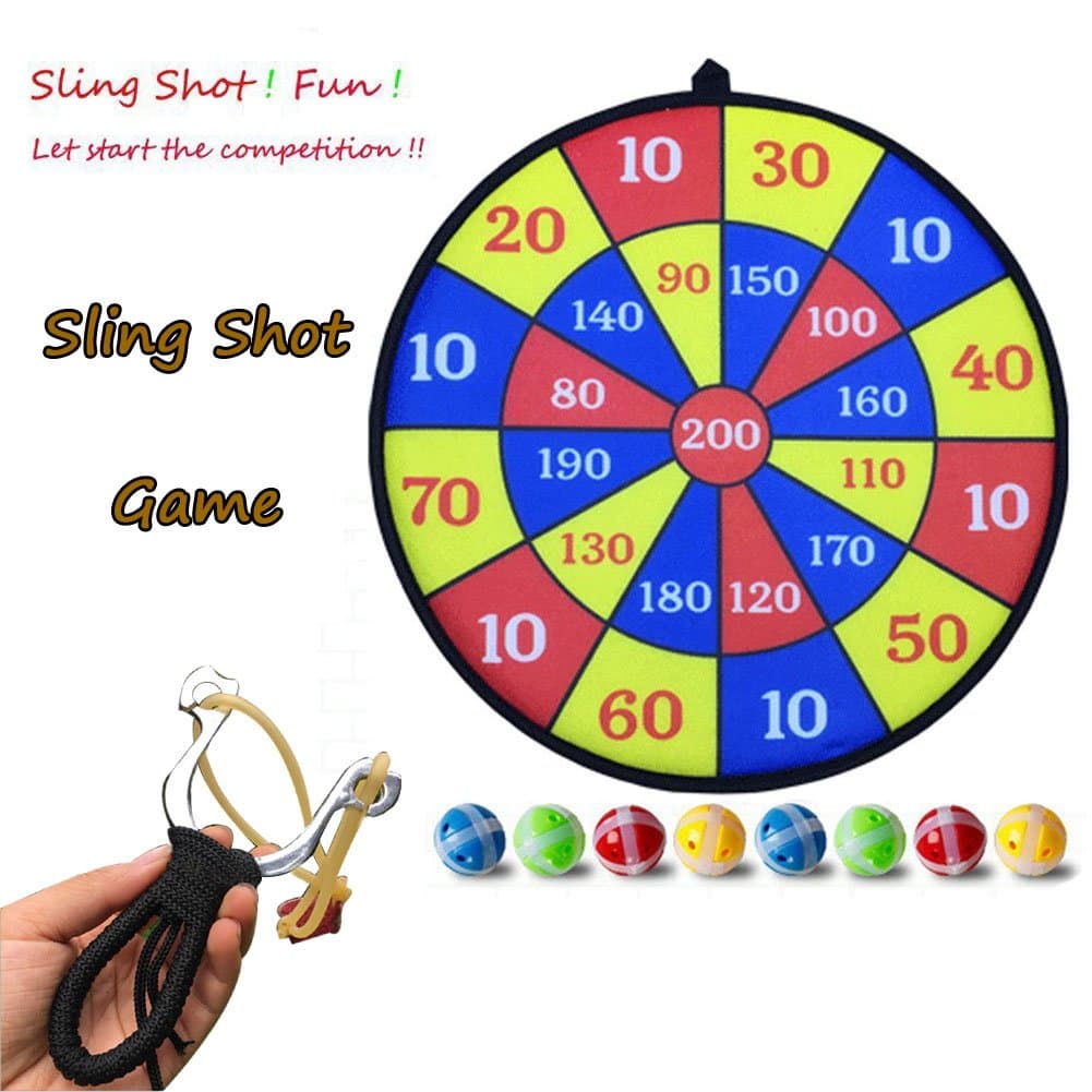 HKJYCstore Aluminum Crotch / Fork / Sling Shot with 8 Pieces Target Balls with Score Board Swallow Slingshot