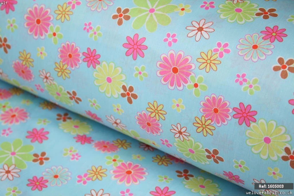Summer Daisies 100% Cotton Fabric 1.6m Width - Sold per Meter
