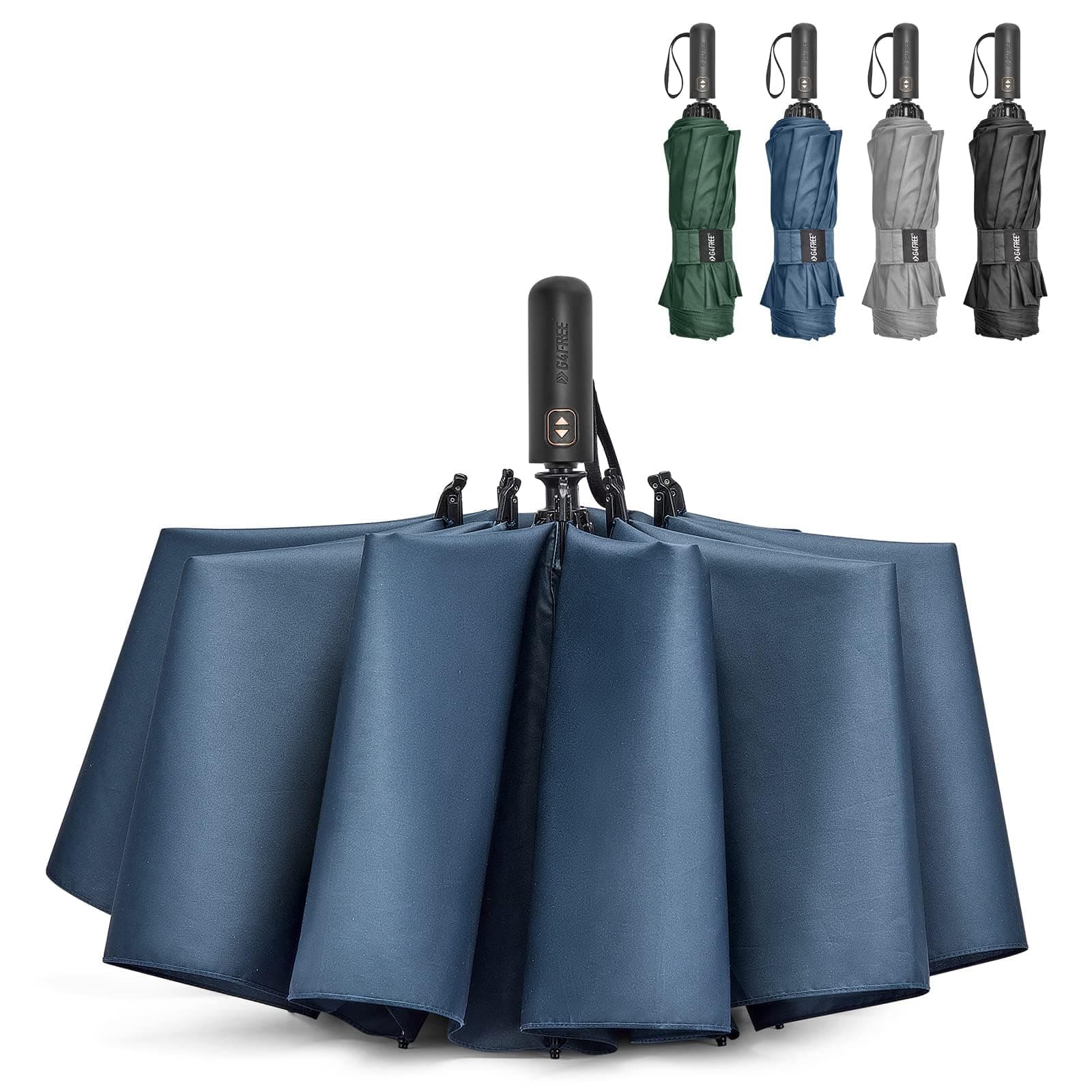 62 Inch Large Folding Umbrella 10 Ribs Sturdy Travel Compact Umbrella for Automatic Open Windproof Waterproof Rain Double Canopy